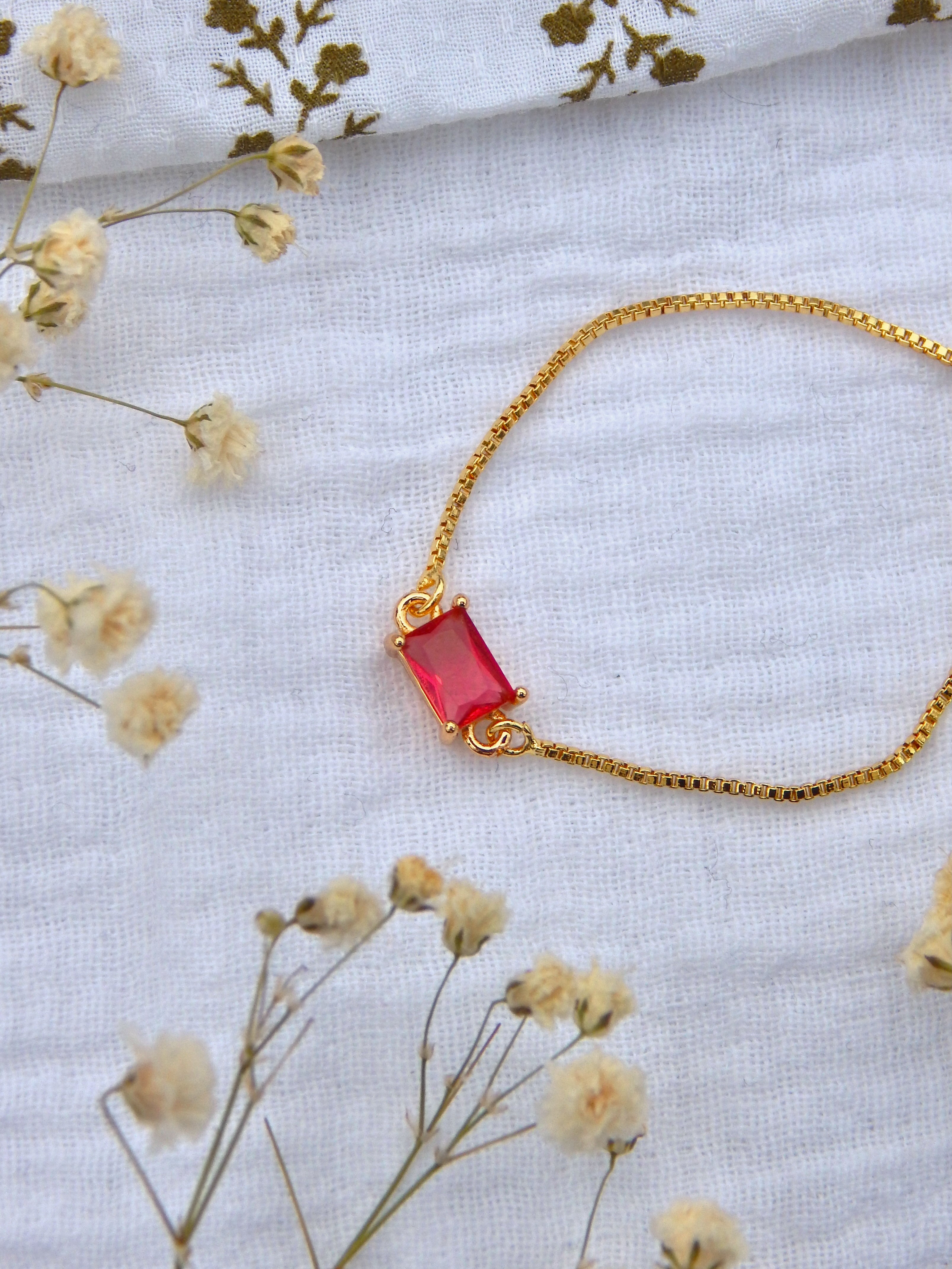 Pink CZ Adjustable Bracelet – Gold Slide Bracelet | Dainty Hypoallergenic Everyday Jewelry