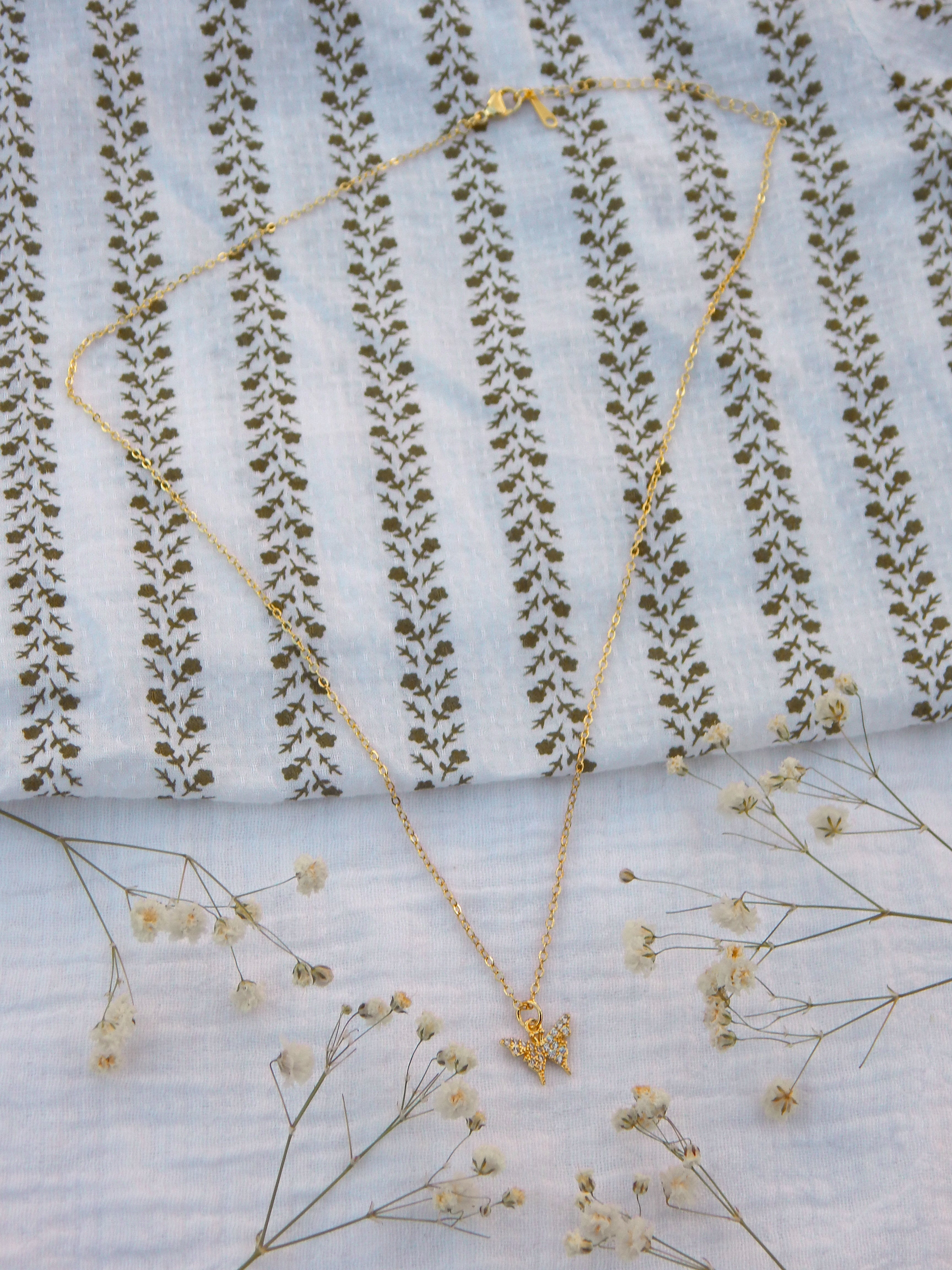 Dainty CZ Butterfly Necklace | Butterfly Pendant | Sparkly Hypoallergenic Jewelry