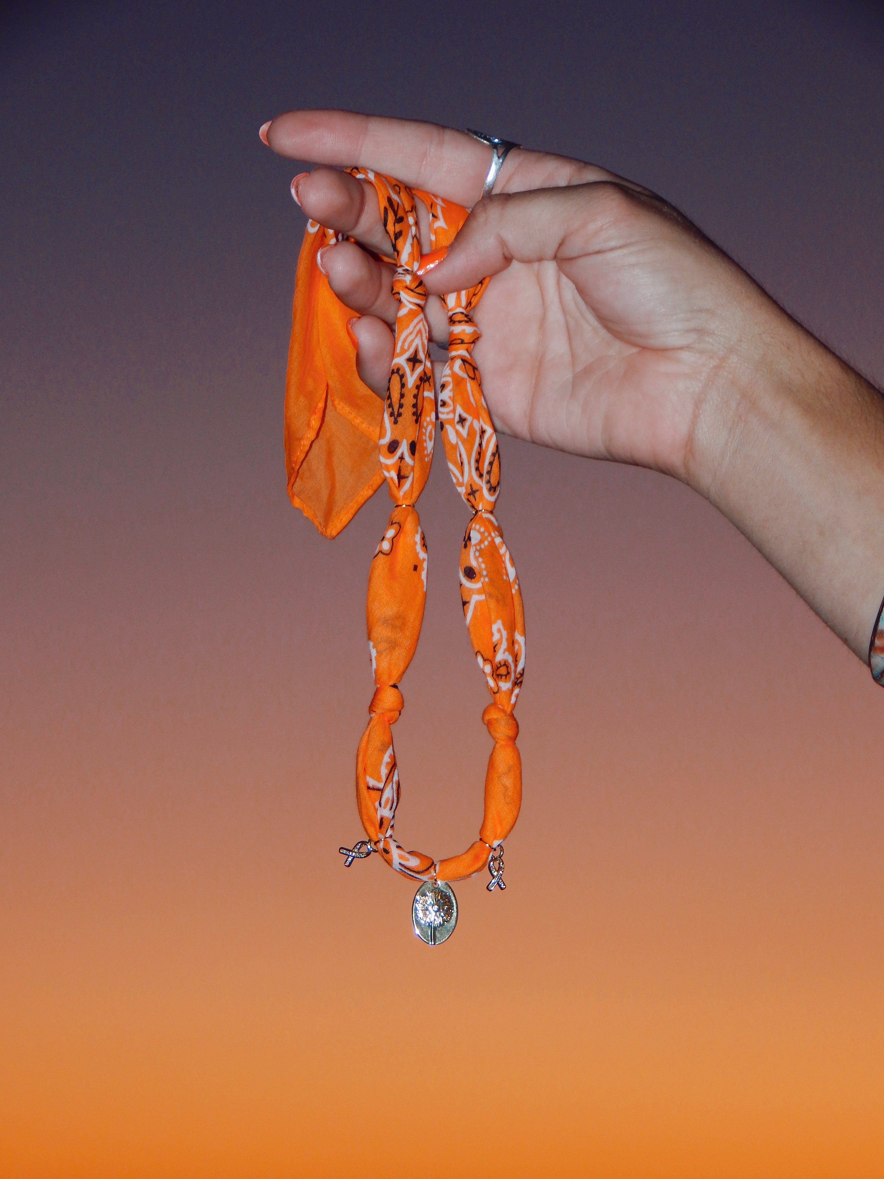 Dandelion Wish Bandana Charm Necklace – Adjustable 20” Max | 18k Gold Accents