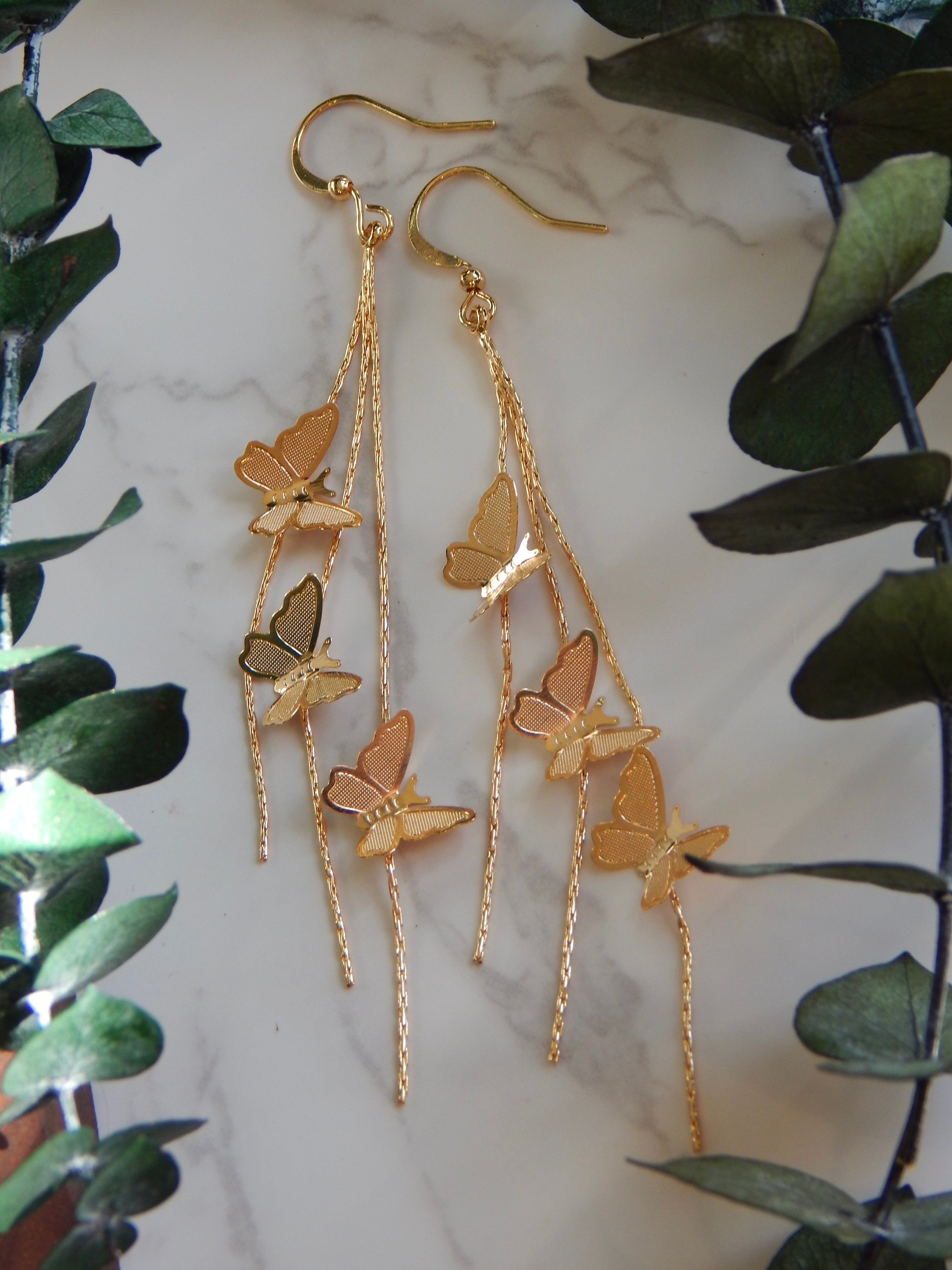 Aurora Butterfly Dangle Earrings – Long Drop Statement Jewelry