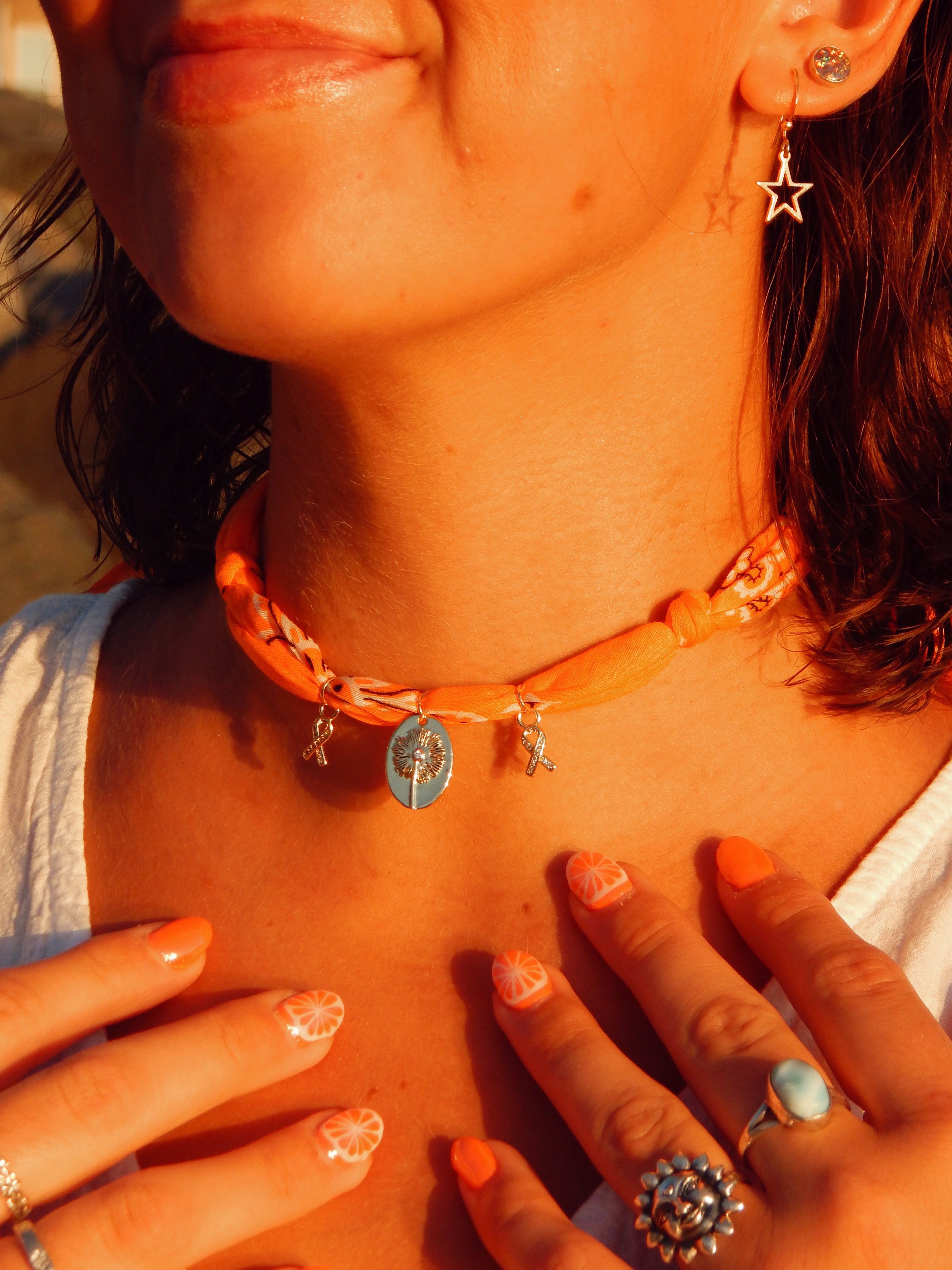 Dandelion Wish Bandana Charm Necklace – Adjustable 20” Max | 18k Gold Accents