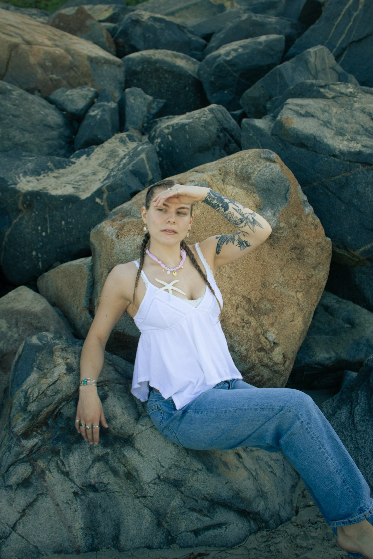 Ray of Hope Bandana Charm Necklace – Adjustable 20” Max | 18k Gold Accents & Mother of Pearl