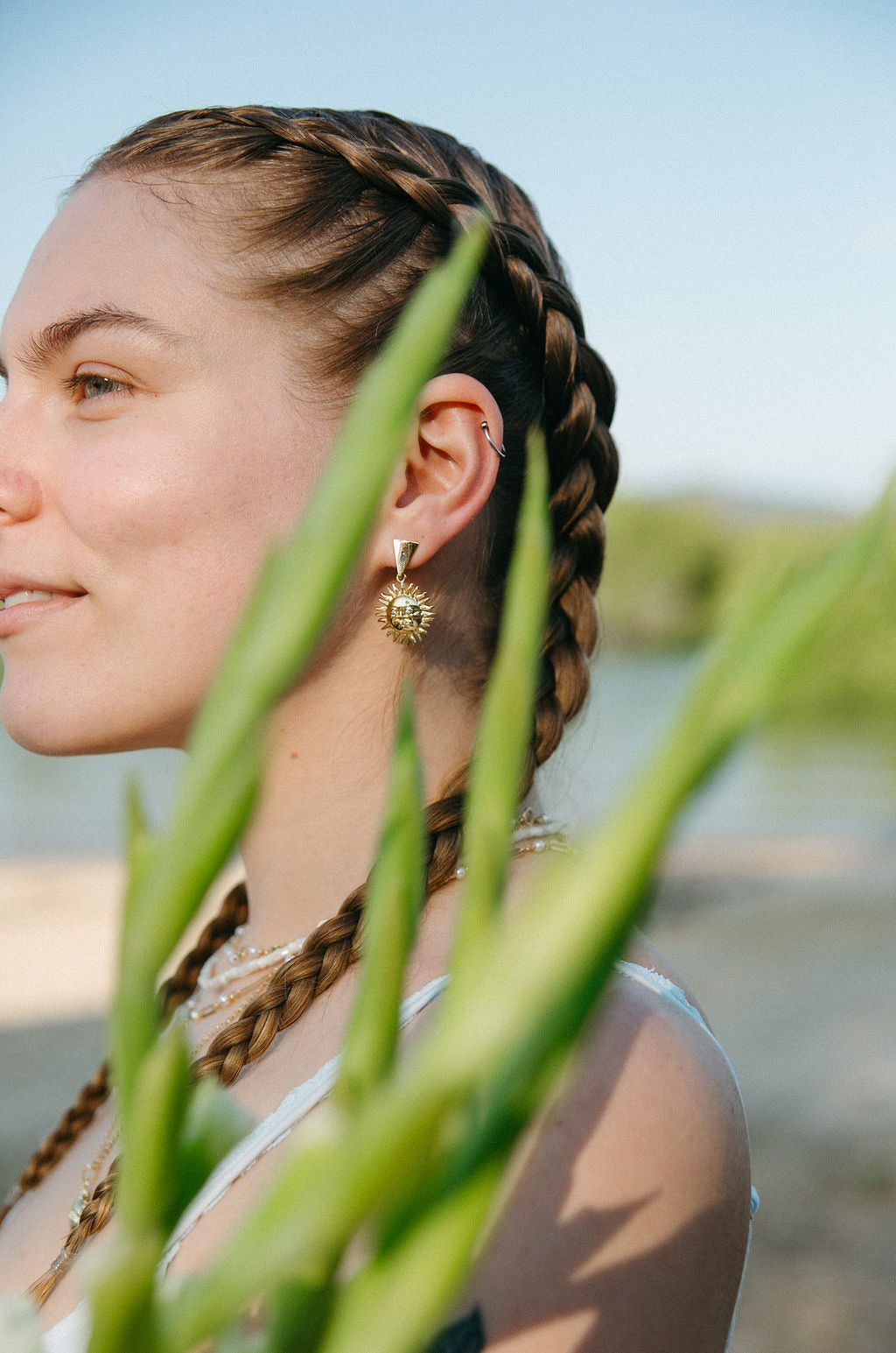 Sol Earrings – Gold Sun Face Statement Celestial Jewelry