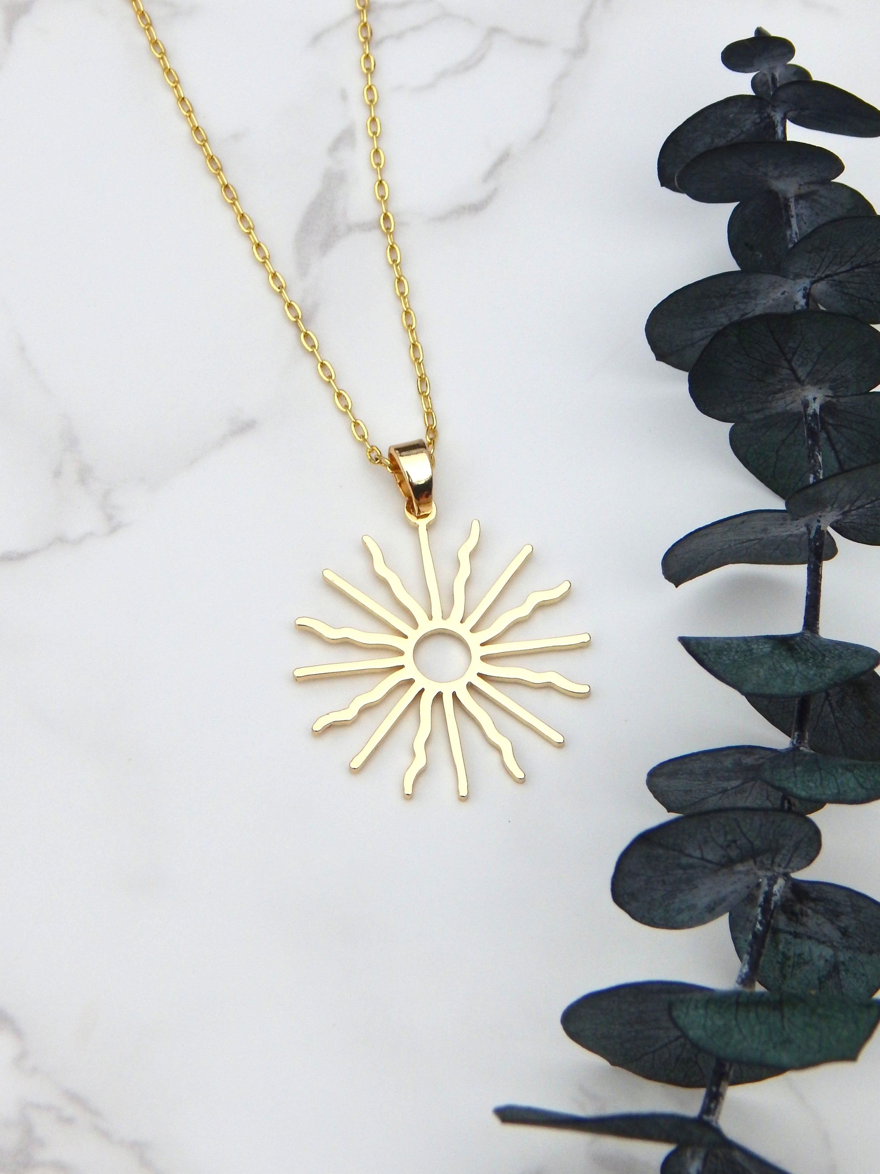 Sunburst Necklace – Minimalist Gold or Silver Radiant Sun Pendant