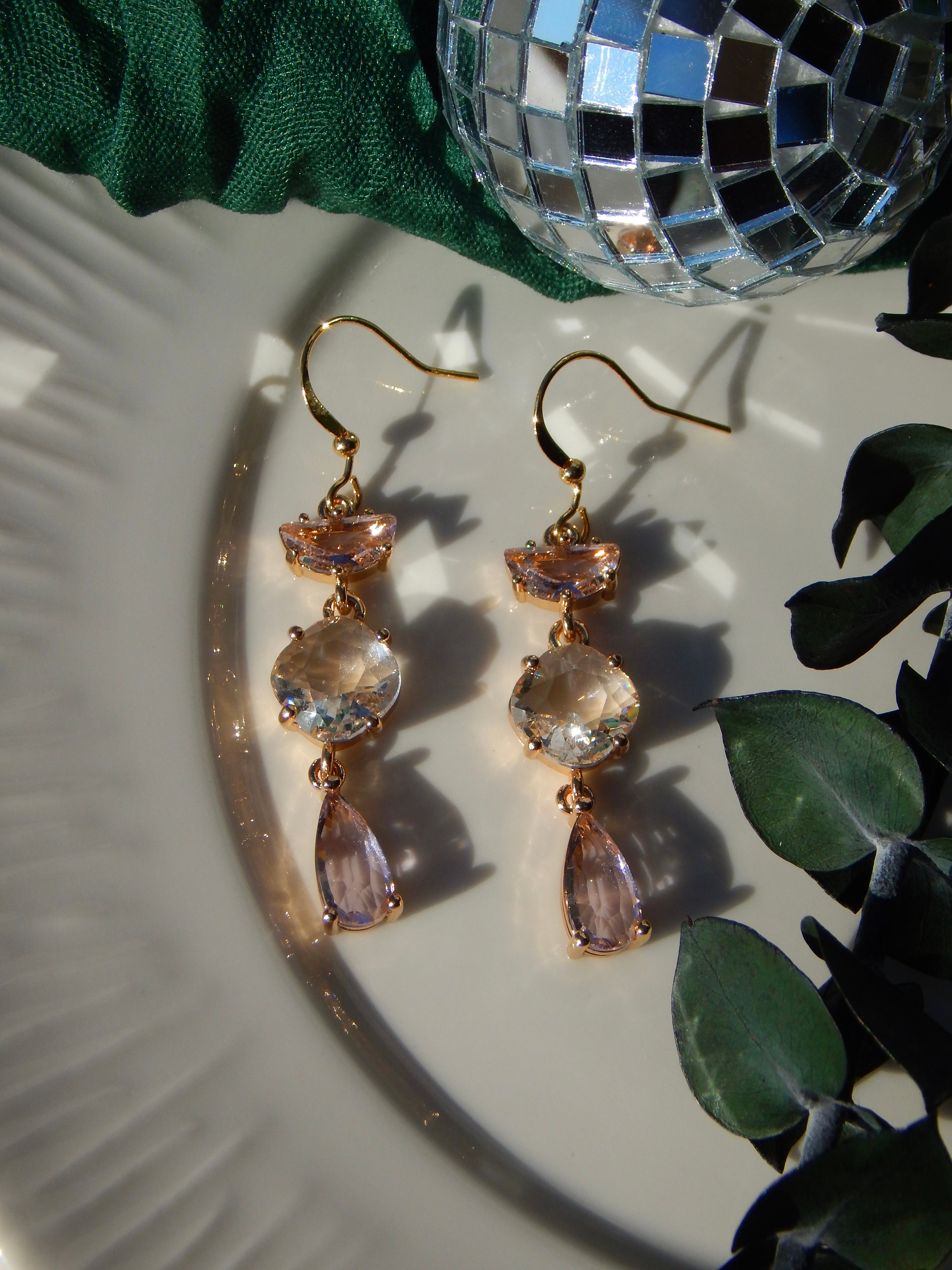 Glass Princess Pink Dangle Earrings