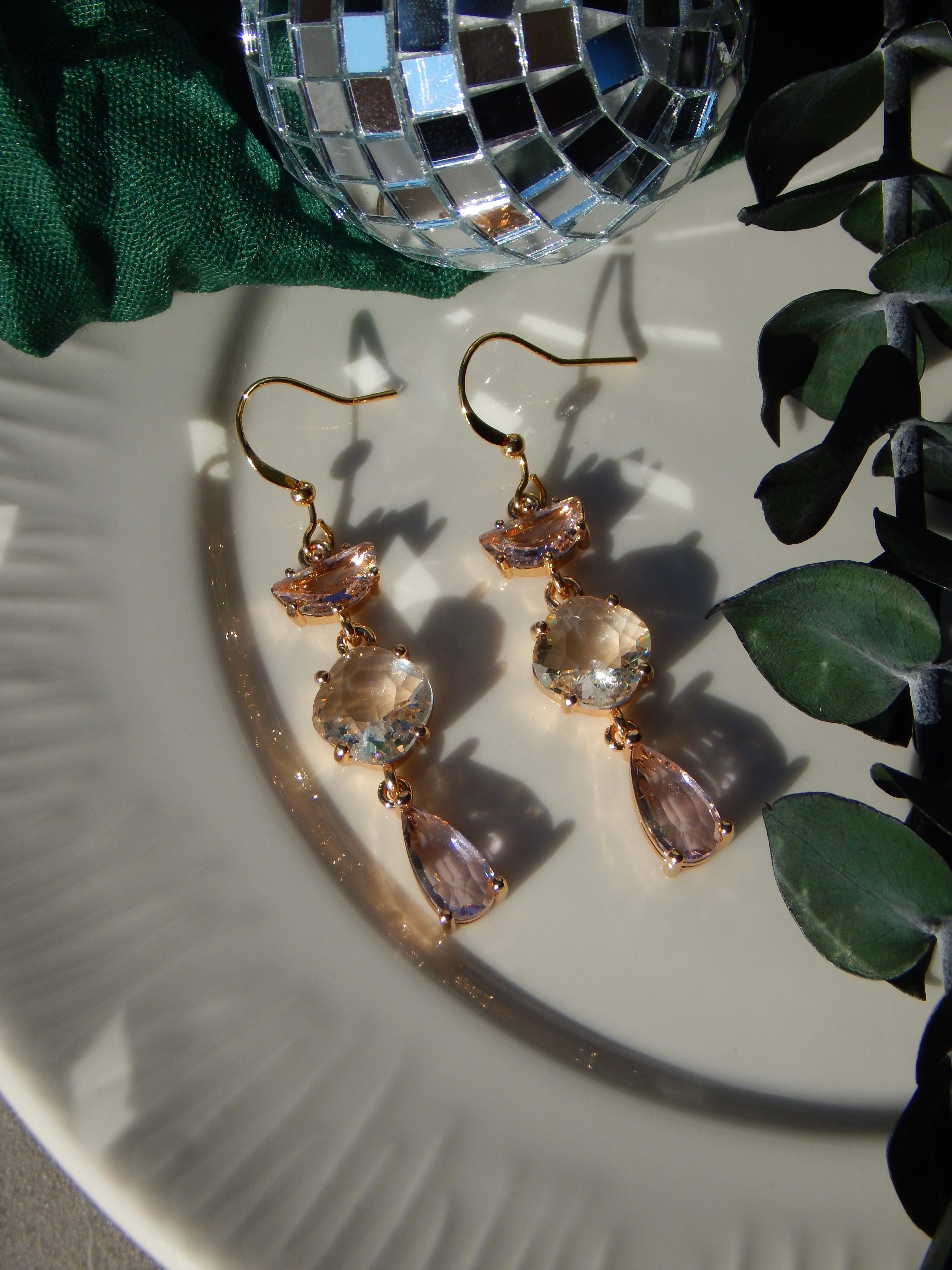 Glass Princess Pink Dangle Earrings