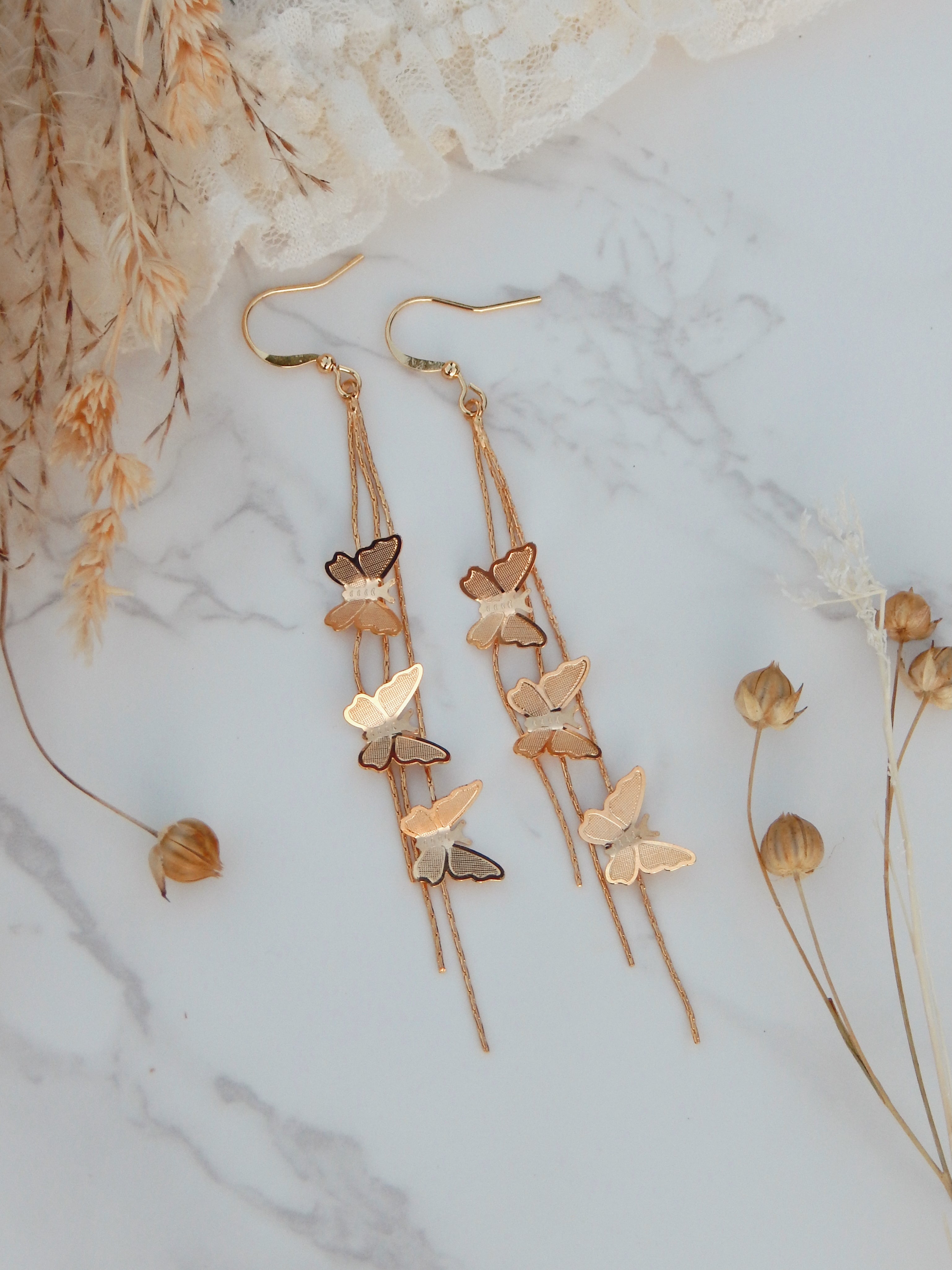 Aurora Butterfly Dangle Earrings – Long Drop Statement Jewelry