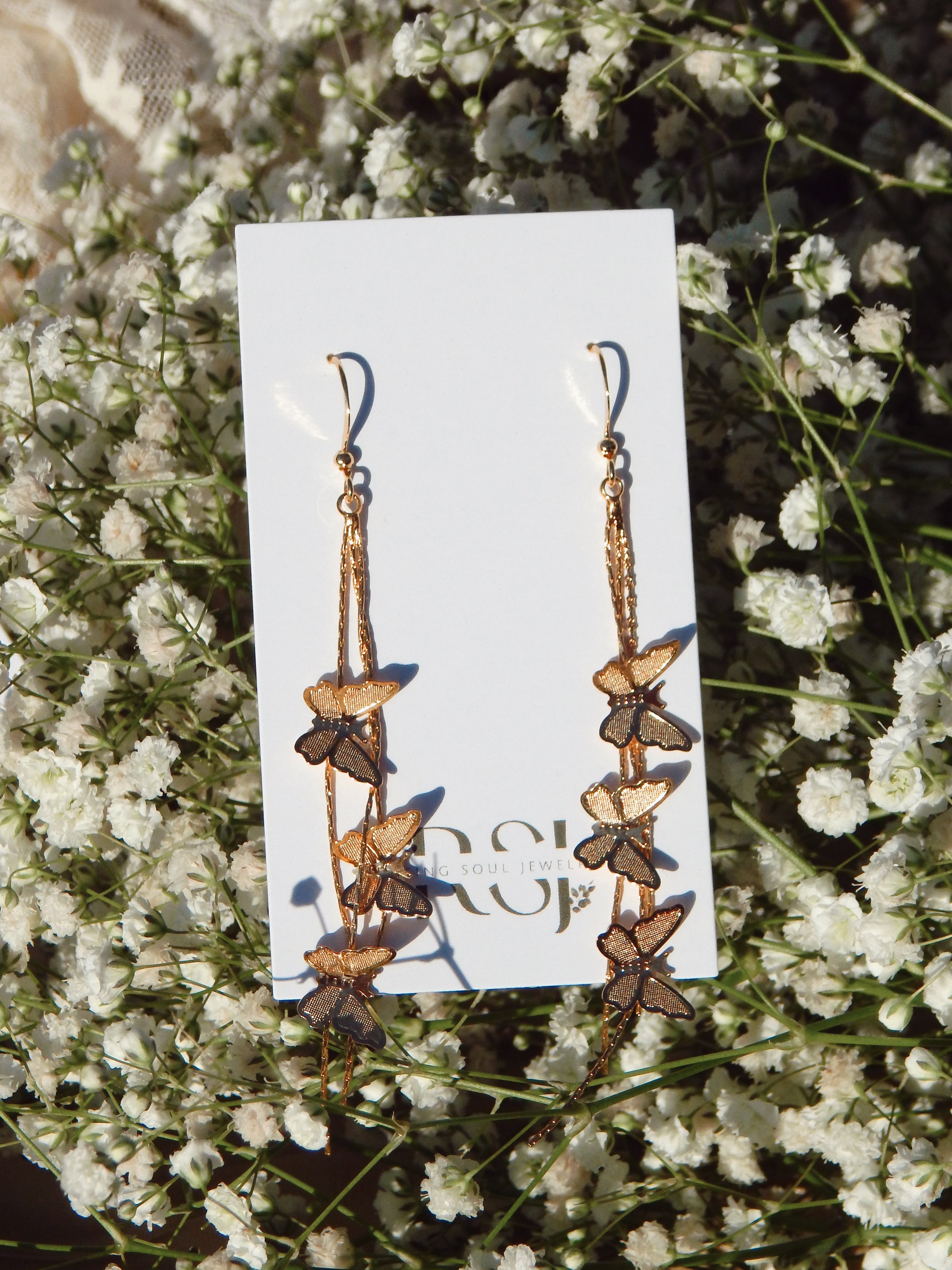Aurora Butterfly Dangle Earrings – Long Drop Statement Jewelry