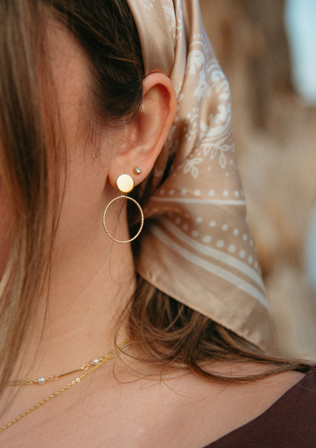 Radiance Hoop Earrings – Textured Gold Stud Hoops | Classic Edition