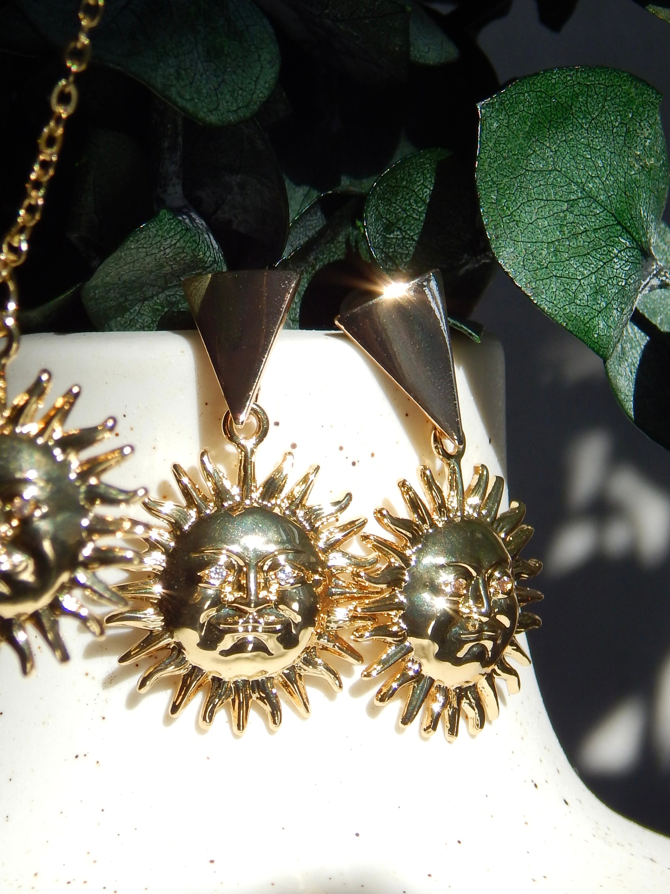 Sol Earrings – Gold Sun Face Statement Celestial Jewelry