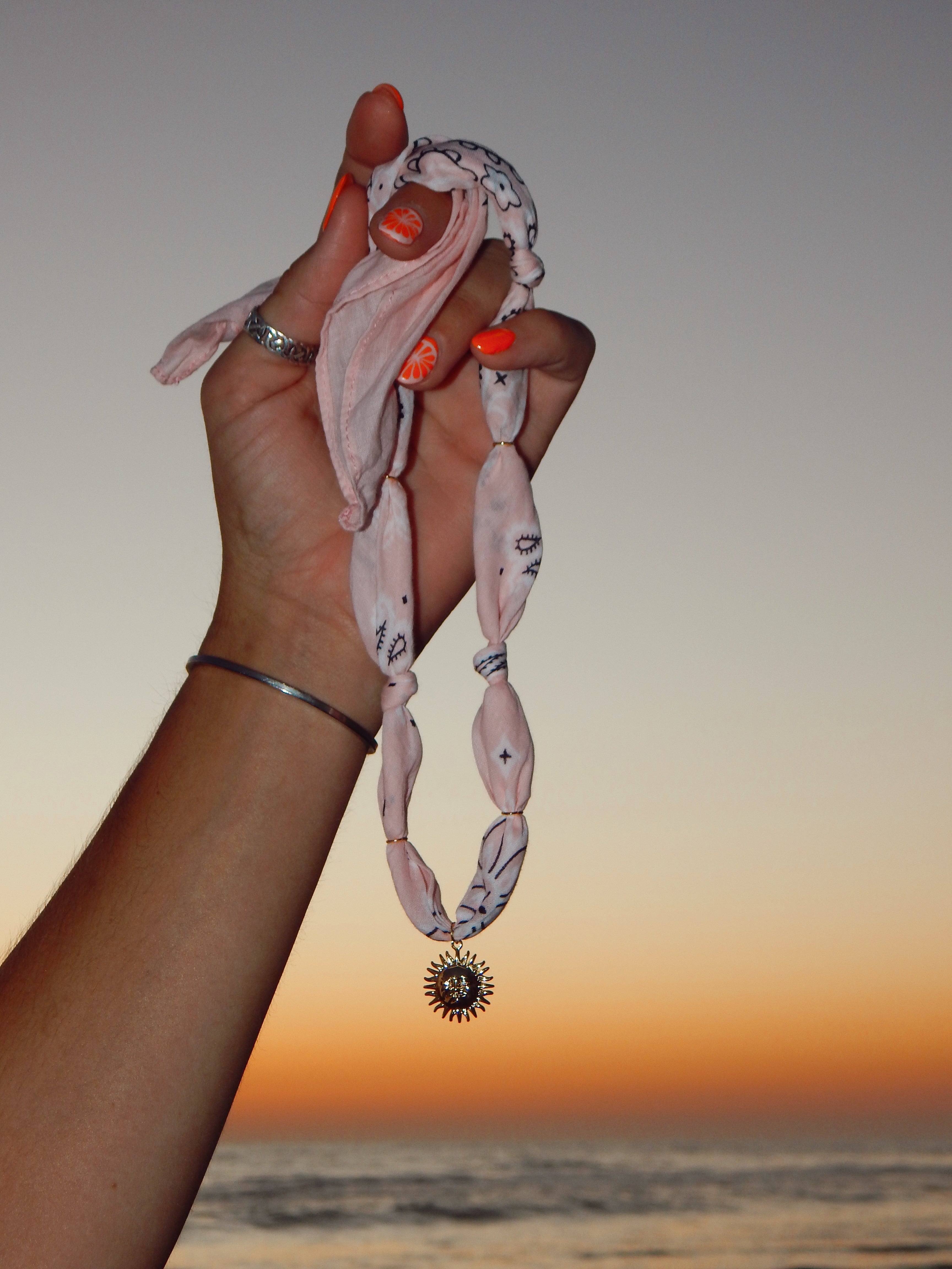 Radiant Sol Bandana Charm Necklace – Adjustable 20” Max | 18k Gold Sun Face with CZ Eyes