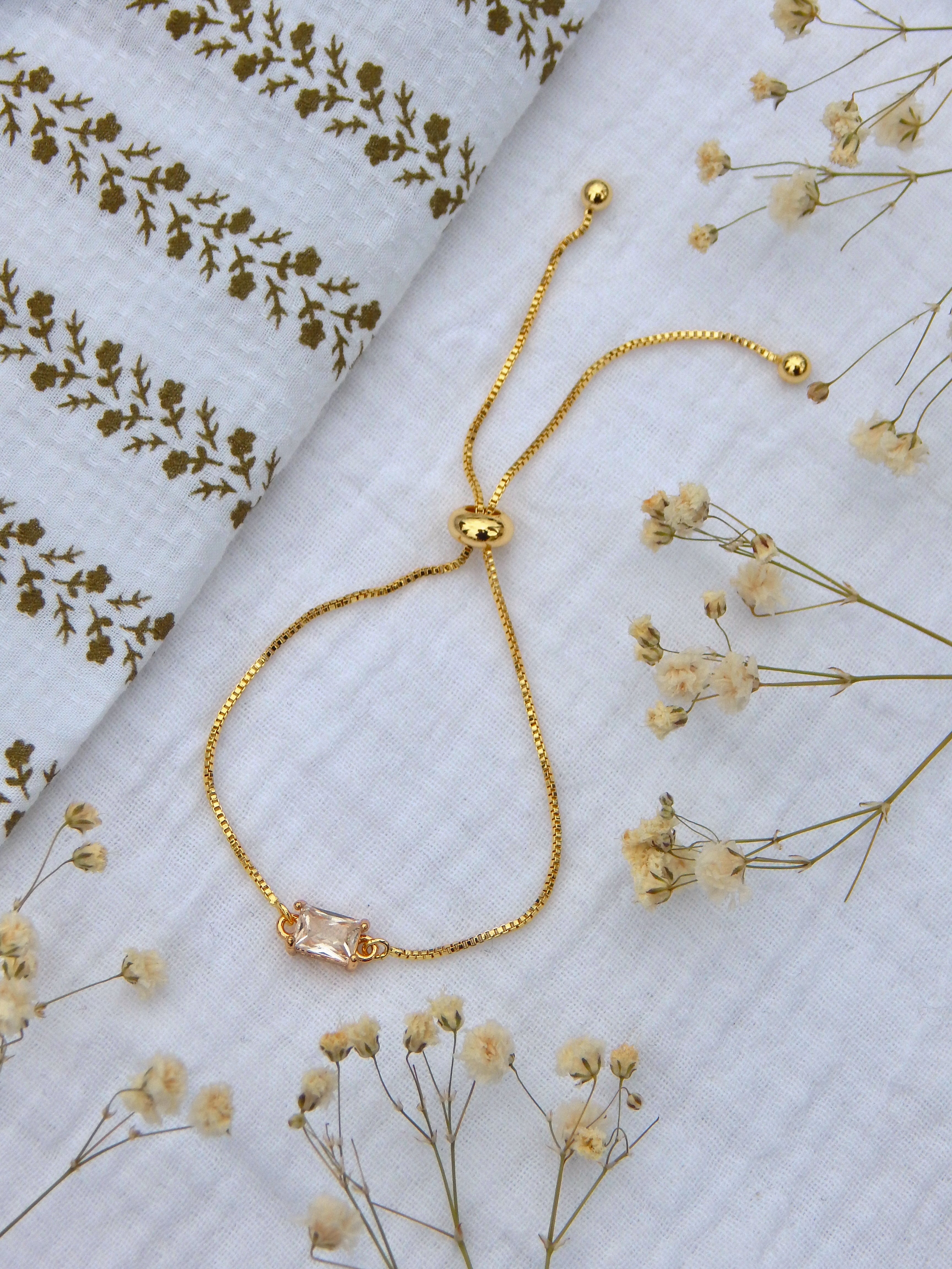 Clear CZ Adjustable Bracelet – Gold Slide Bracelet | Dainty Diamond-Inspired Hypoallergenic Jewelry