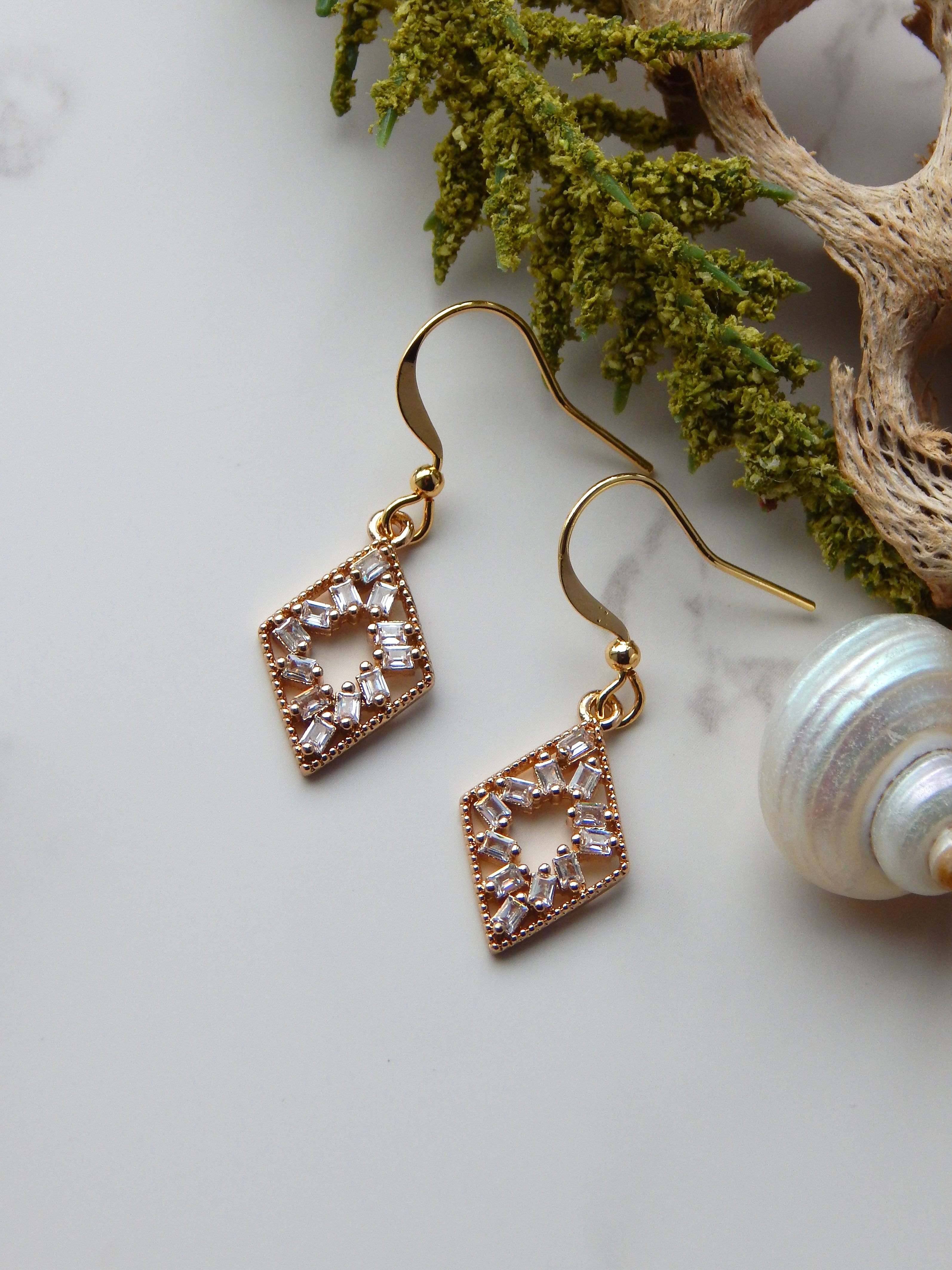Dainty Gold Diamond Earrings