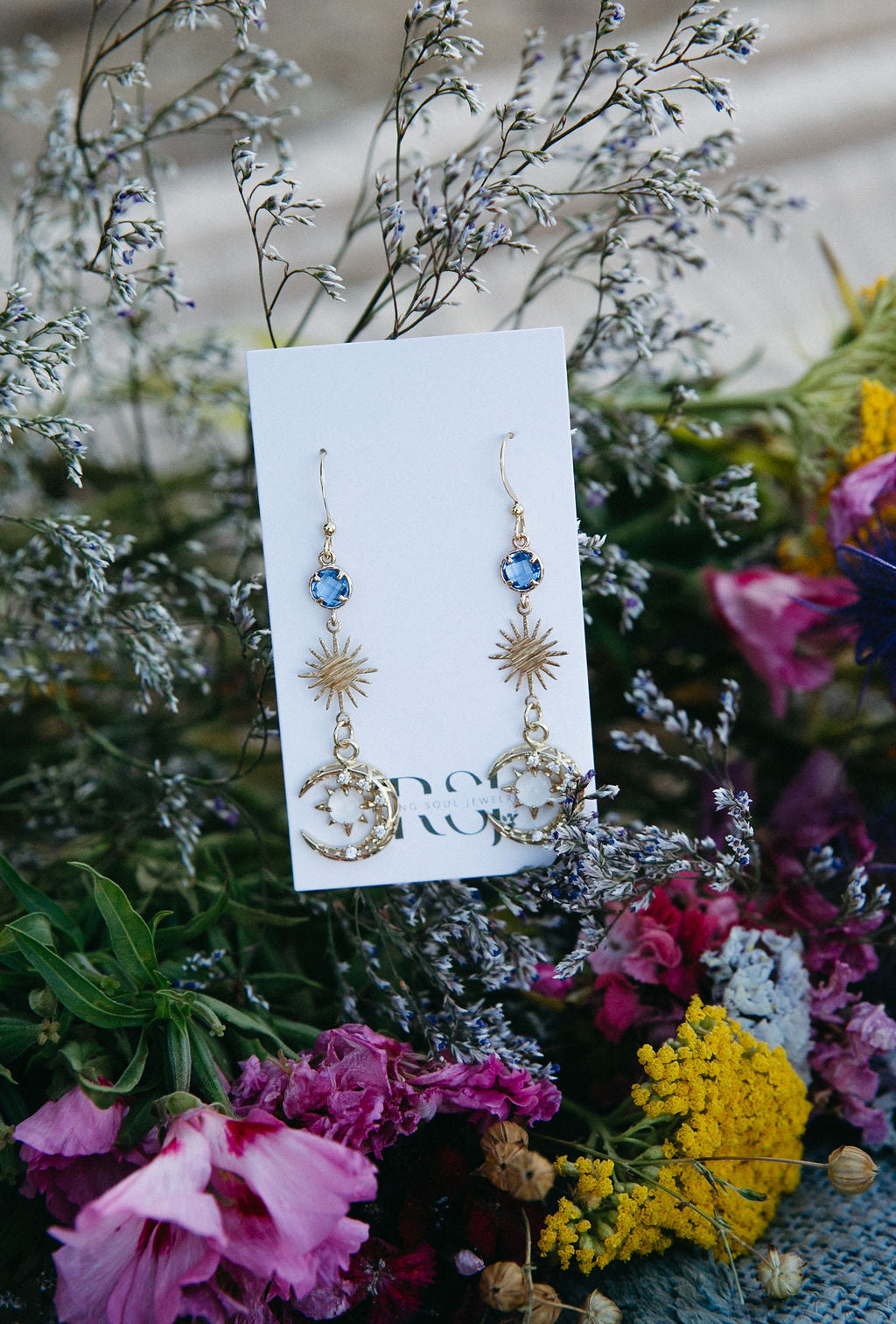 Dreamy Cosmos Earrings – Celestial Sun, Moon & Star Dangles