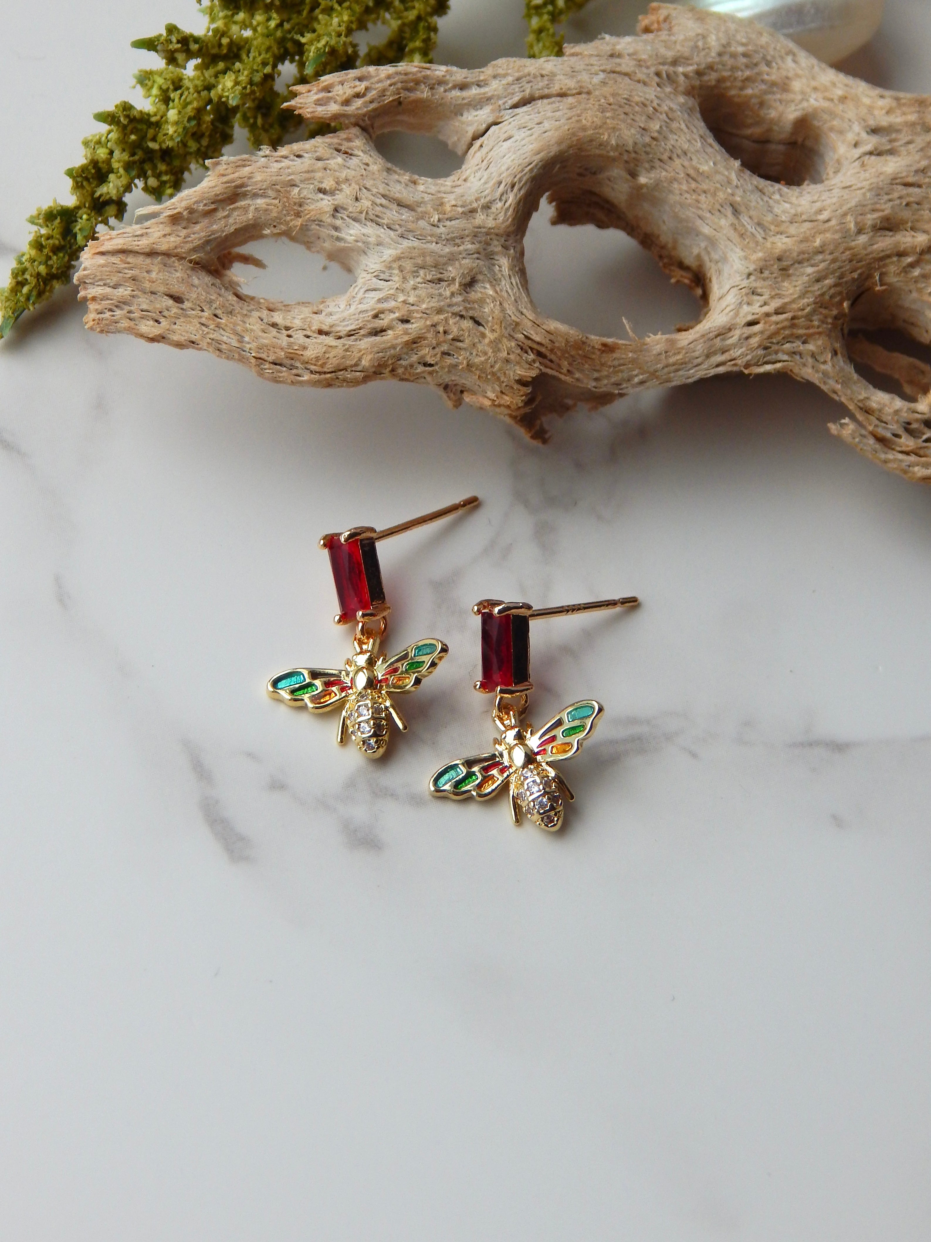 Colorful Dainty Bee Earrings