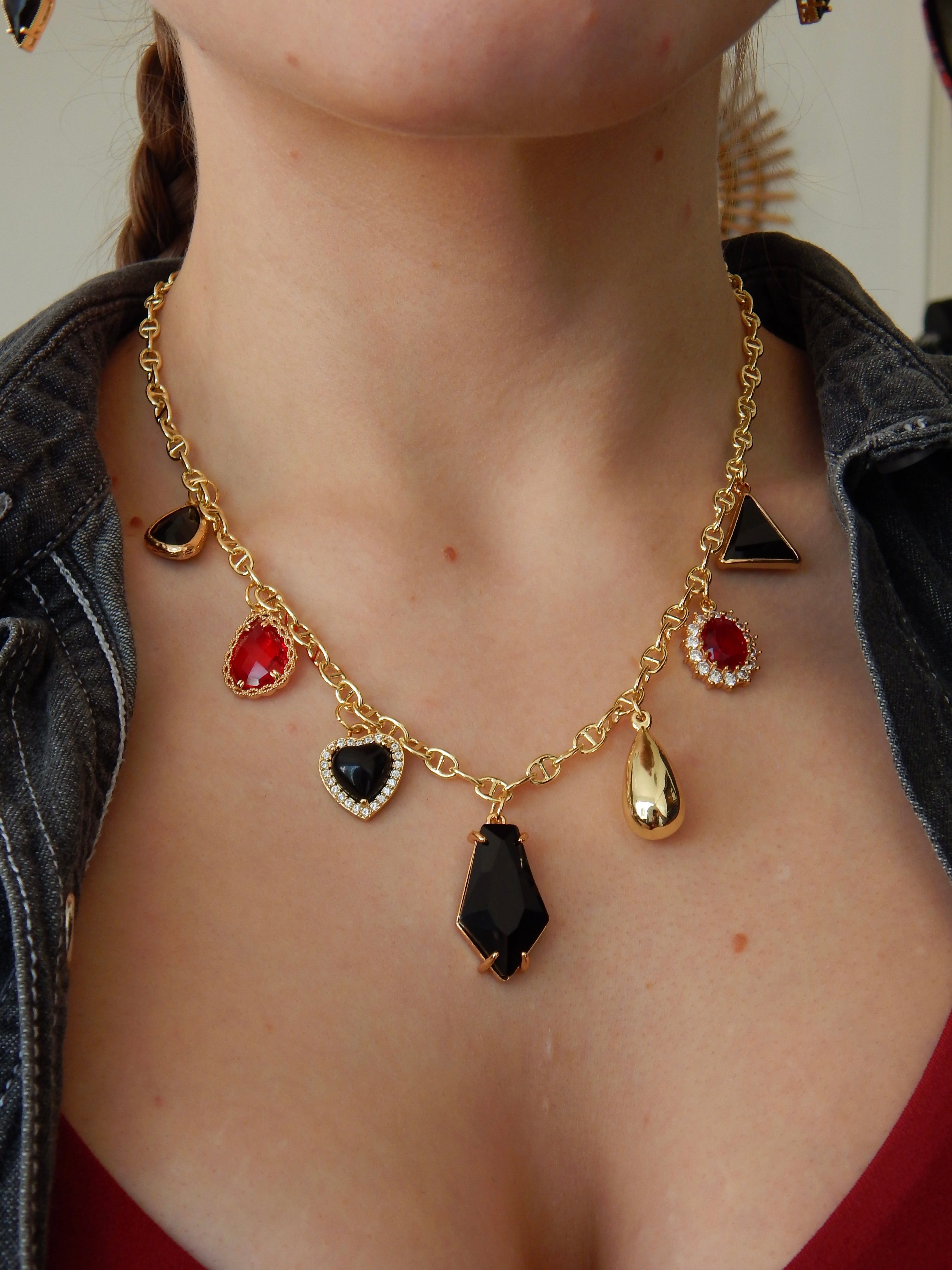 18 inch Bold Edgy Valentine Charm Necklace
