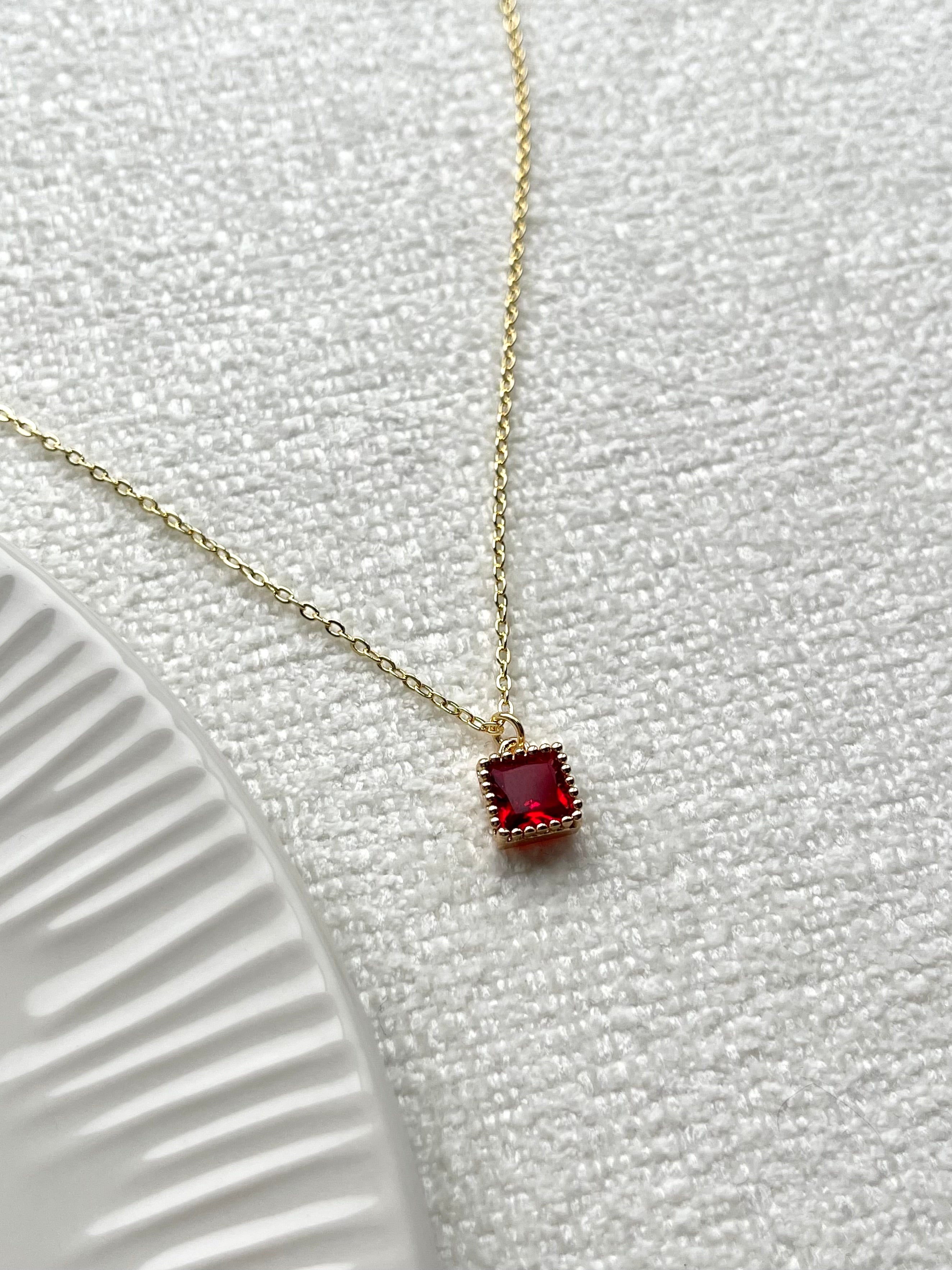Ruby Square Necklace