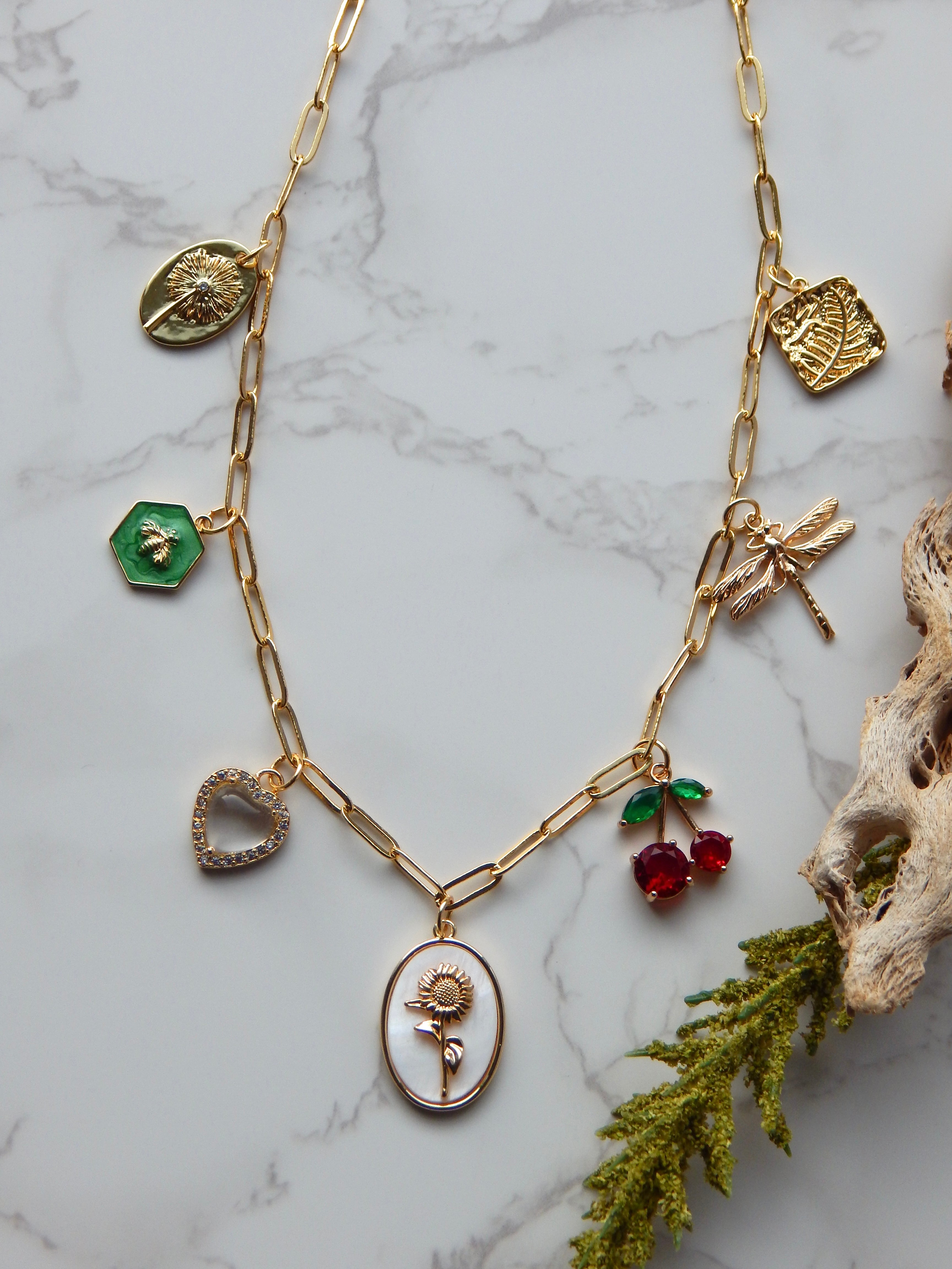18 inch Sunflower Charm Necklace