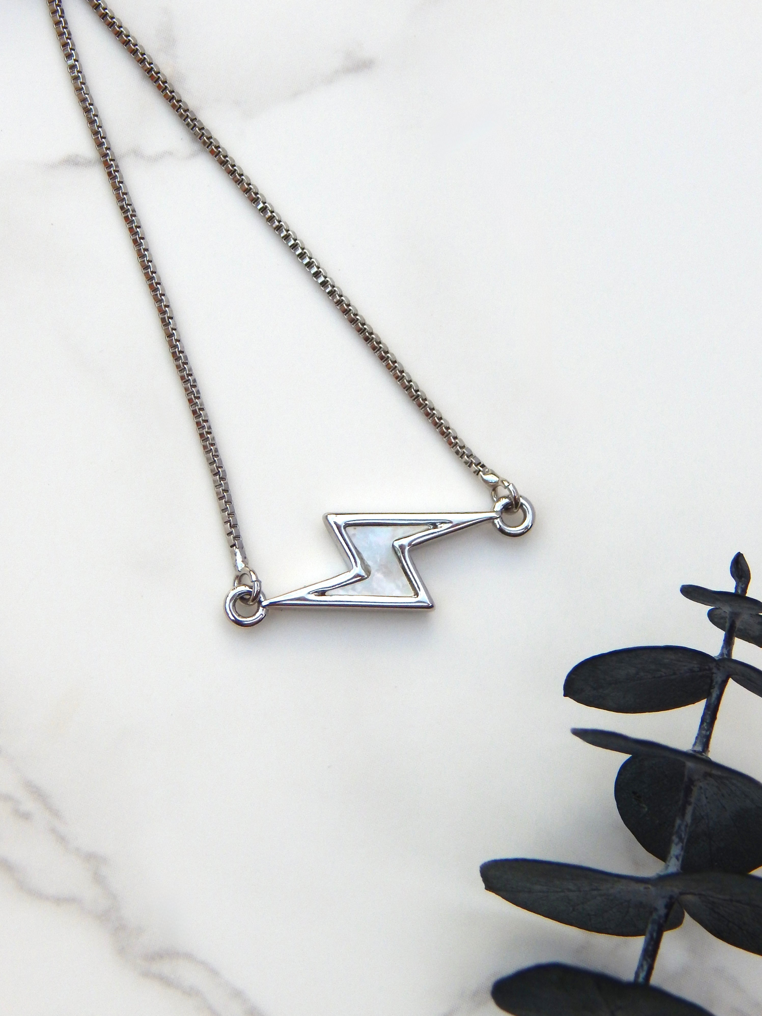 Bolt Bracelet – Dainty Adjustable Gold or Silver Mother of Pearl Lightning Charm