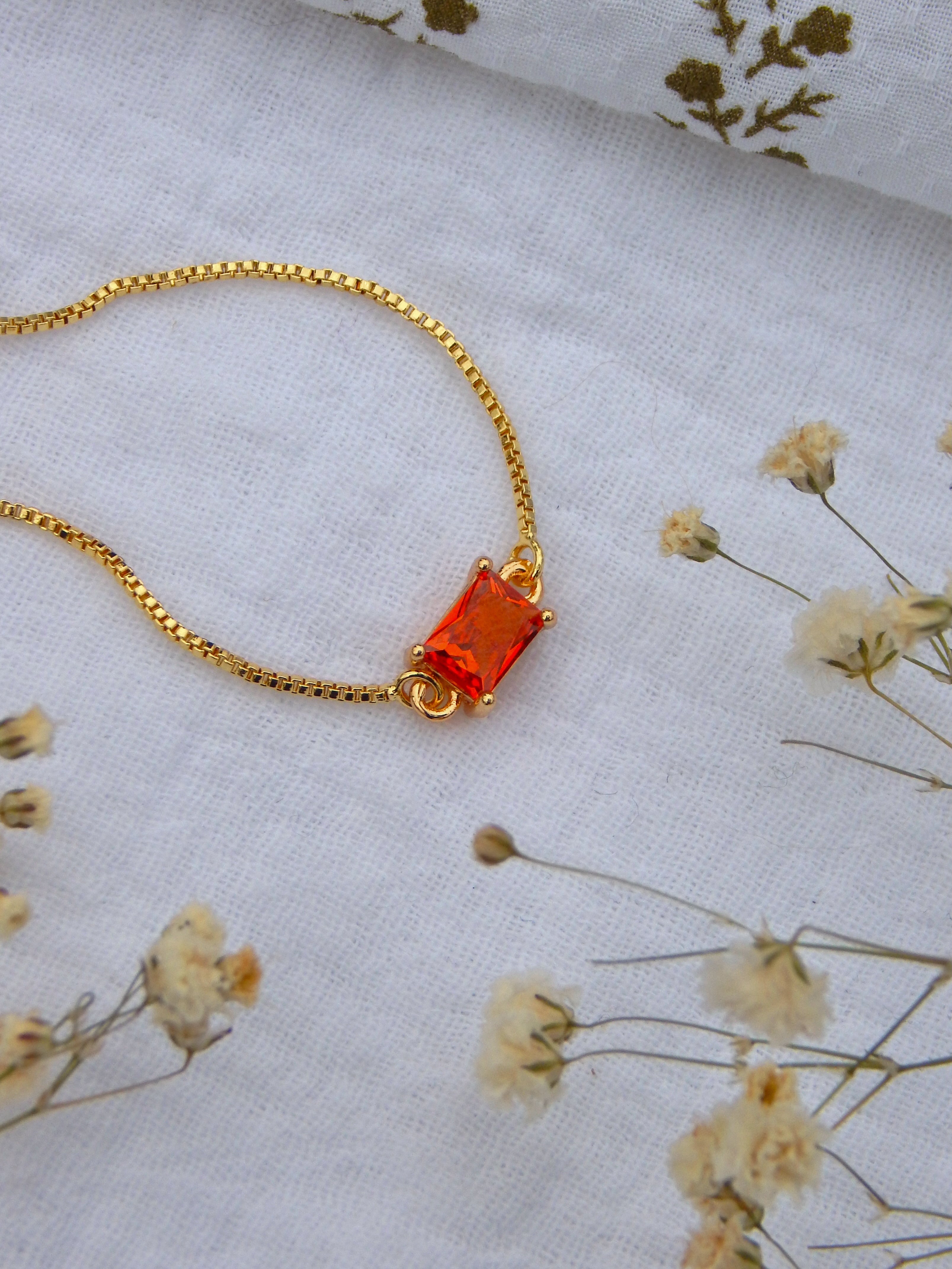 Orange CZ Adjustable Bracelet – Gold Slide Bracelet | Dainty Hypoallergenic Everyday Jewelry