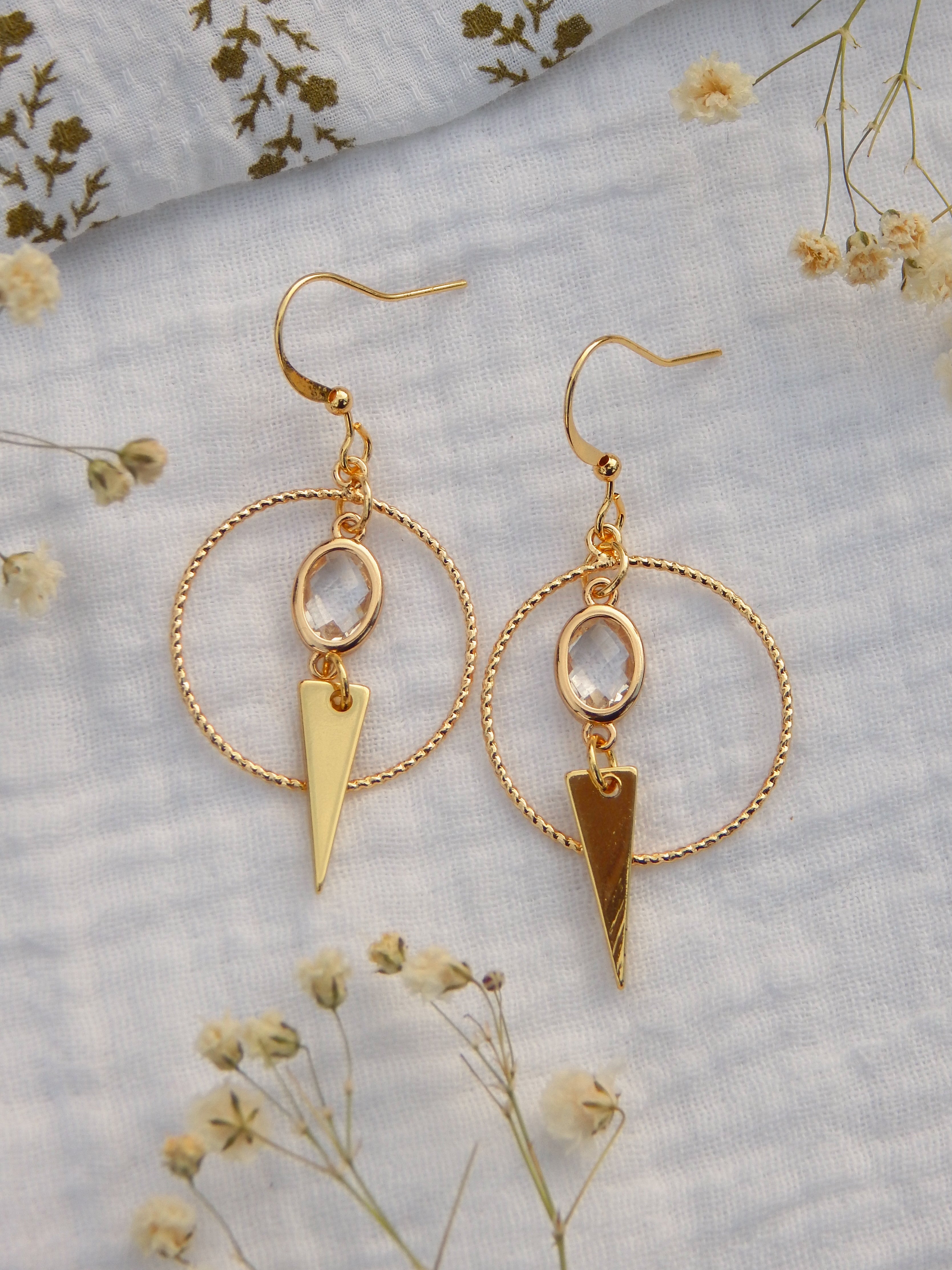 Gold Spike Hoop Earrings – Cubic Zirconia Edgy Feminine Dangles