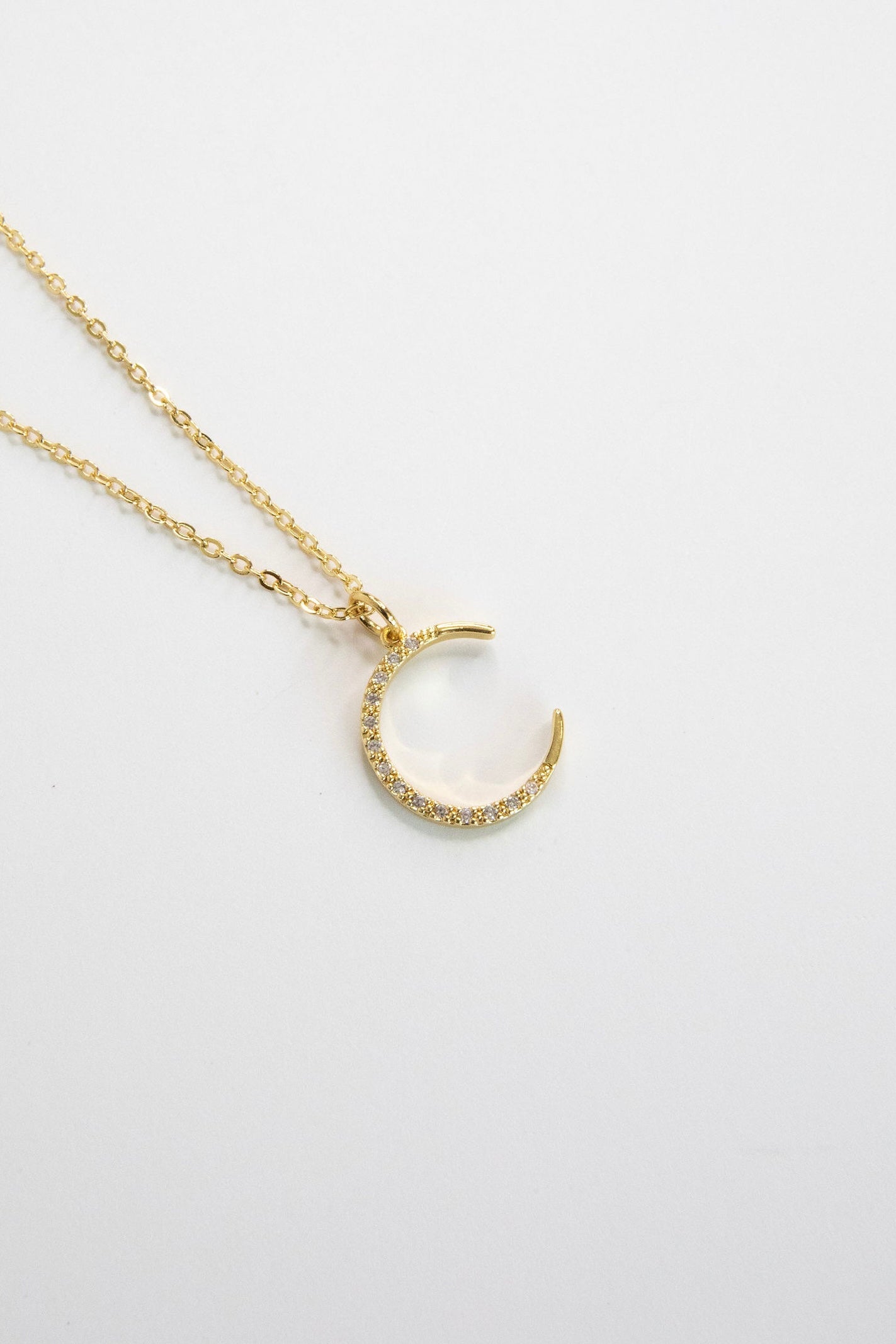 Rhea Crescent Moon Necklace – Dainty Gold Celestial Pendant