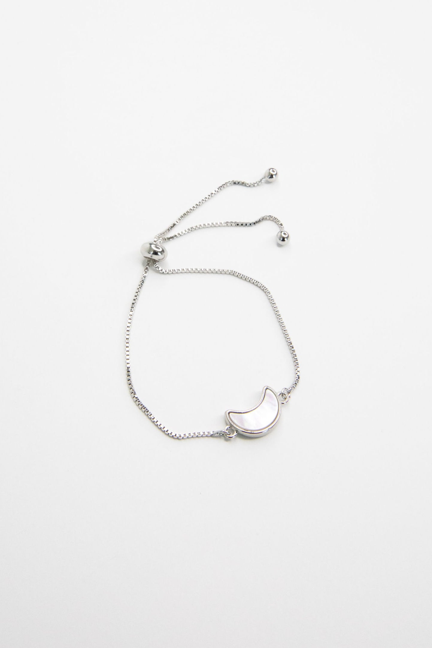 Moonlight Glow Bracelet – Mother of Pearl Moon Charm in Gold or Silver