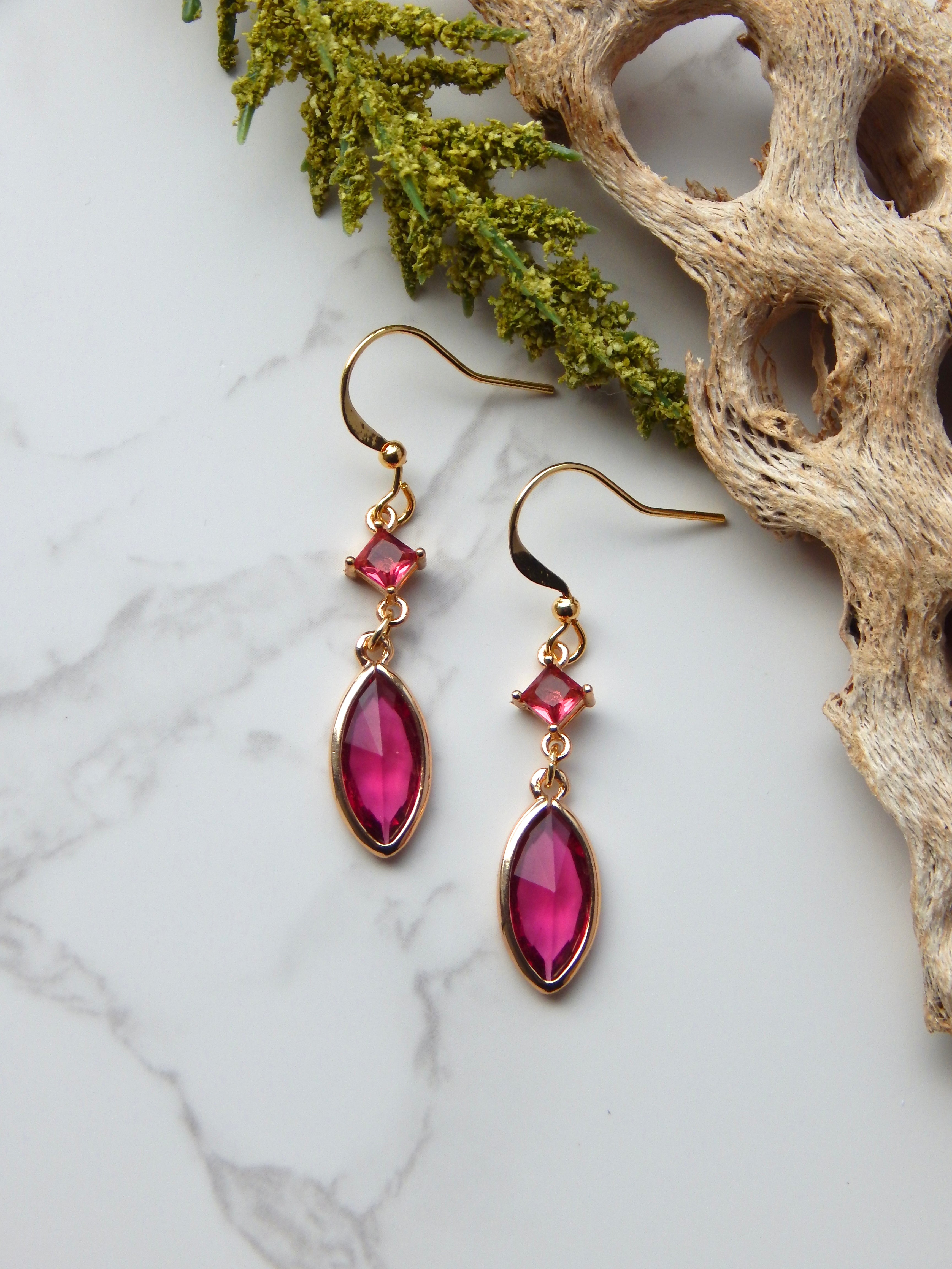 Dark Pink Dangle Earrings