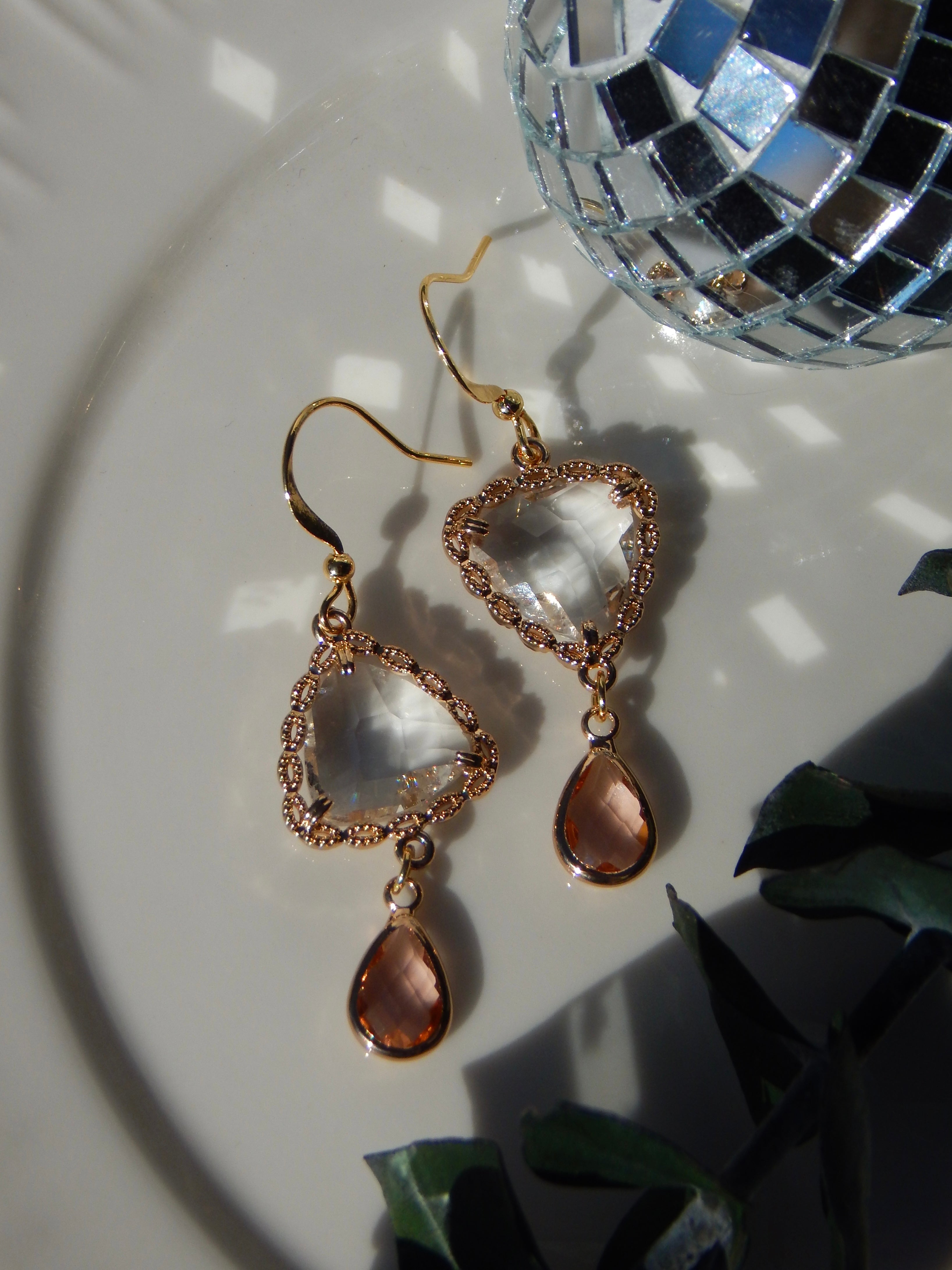 Asymmetrical Vintage Pink Dangle Earrings