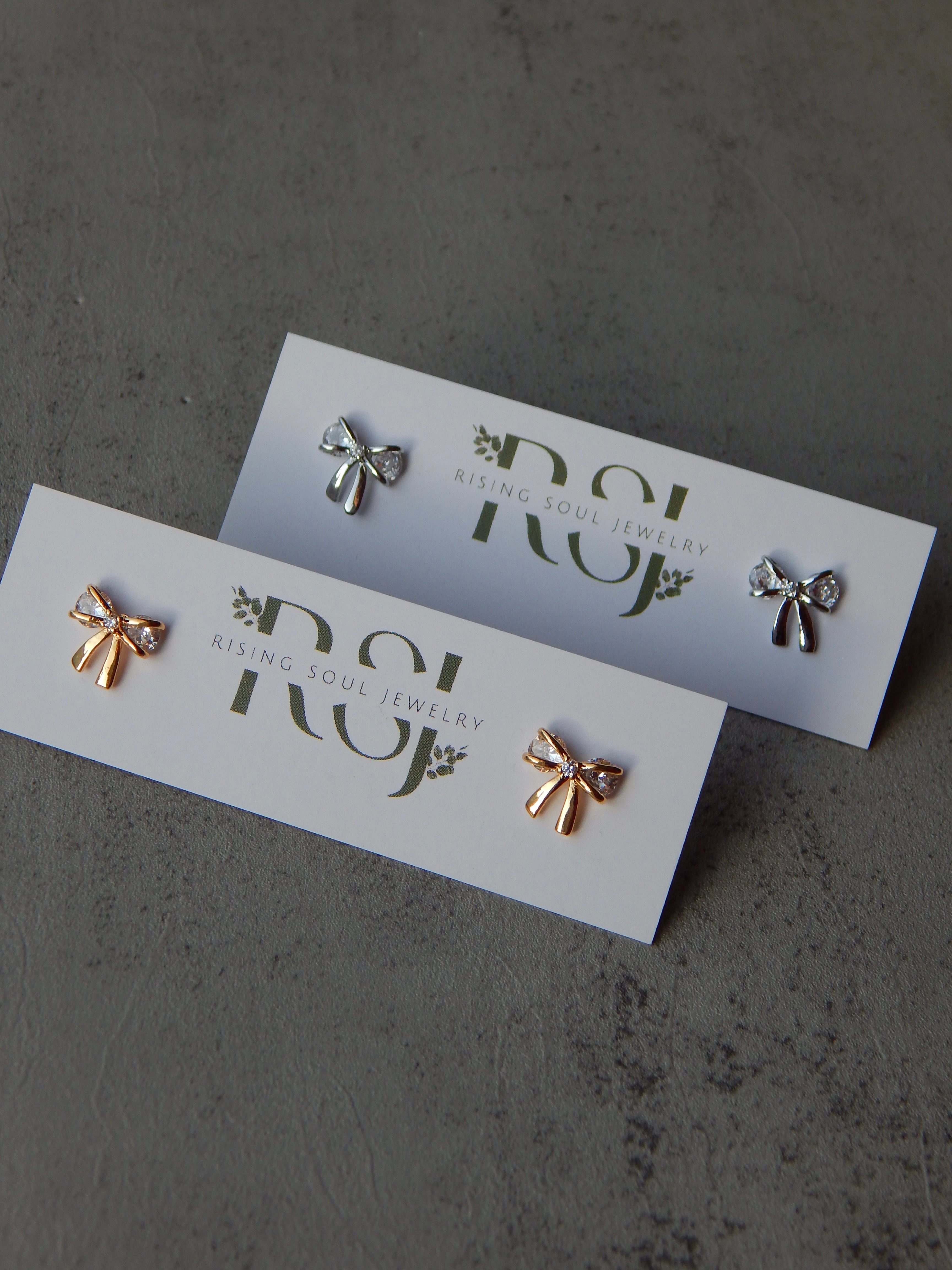 Dainty Diamond Bow Studs