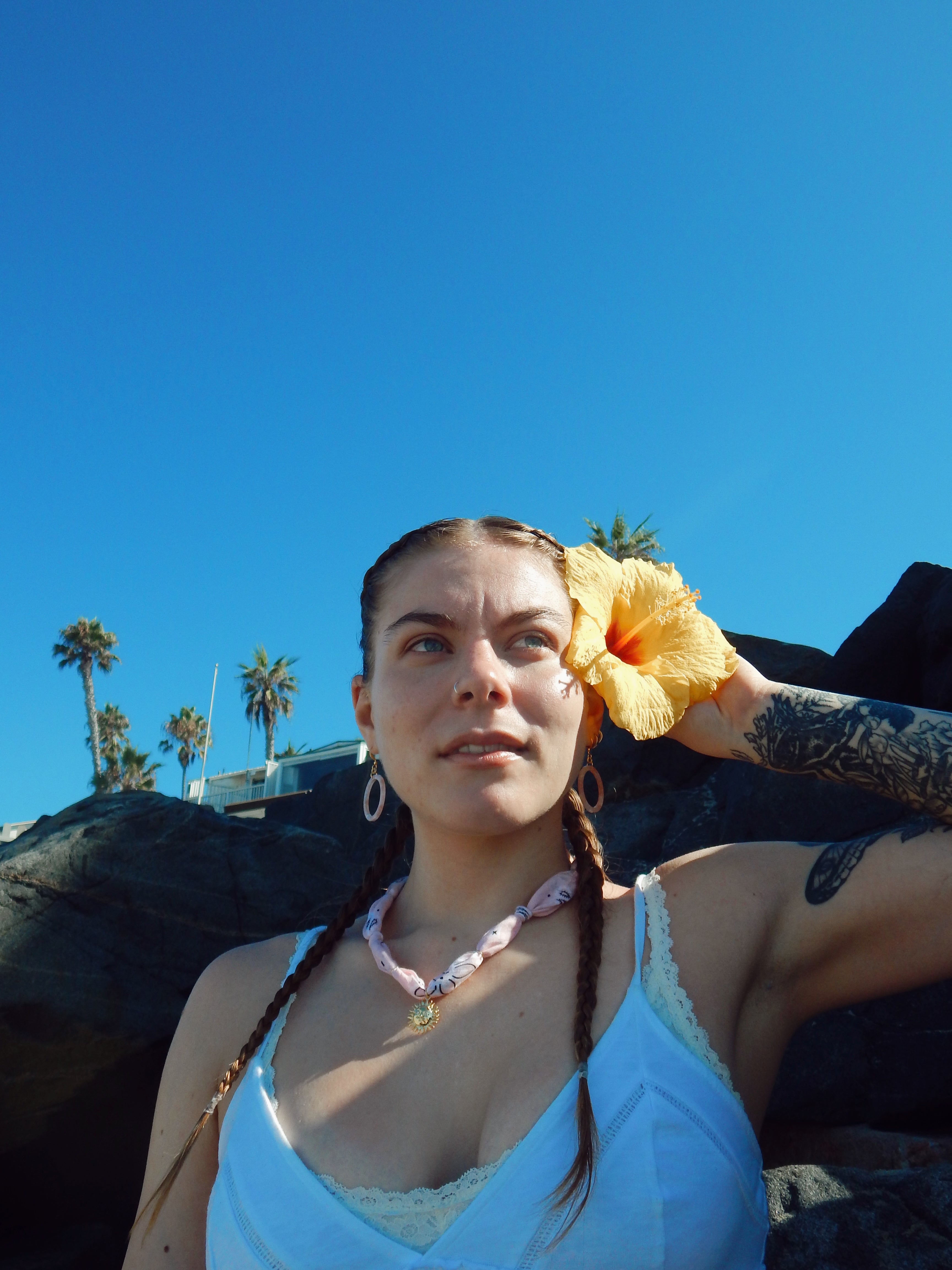 Blush Marble Hoop Earrings – Lightweight Pink Resin on 18k Gold Hooks