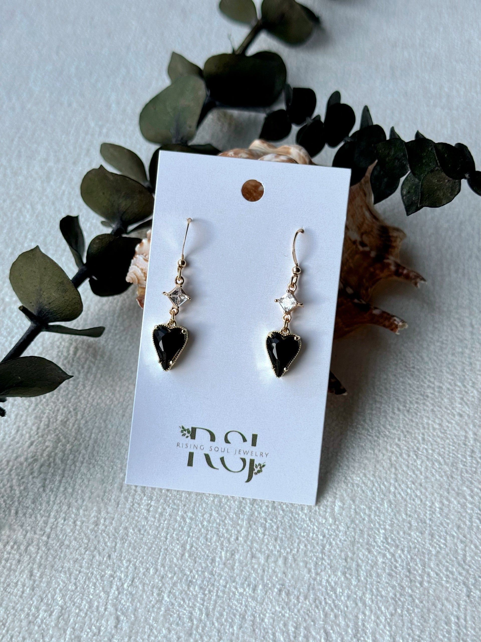 Black Heart Diamond Earrings