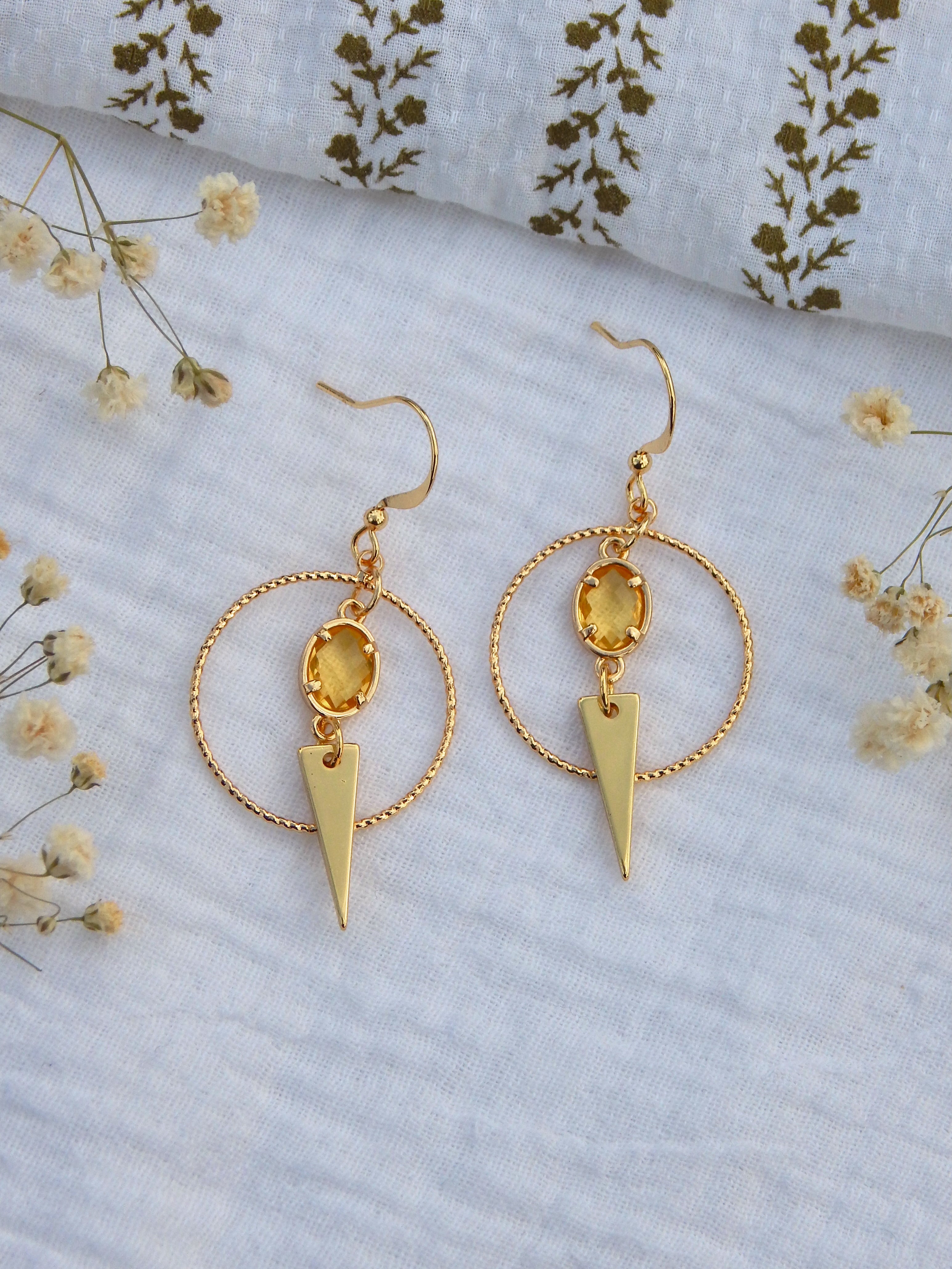 Golden Empower Earrings – Cubic Zirconia Statement Hoops