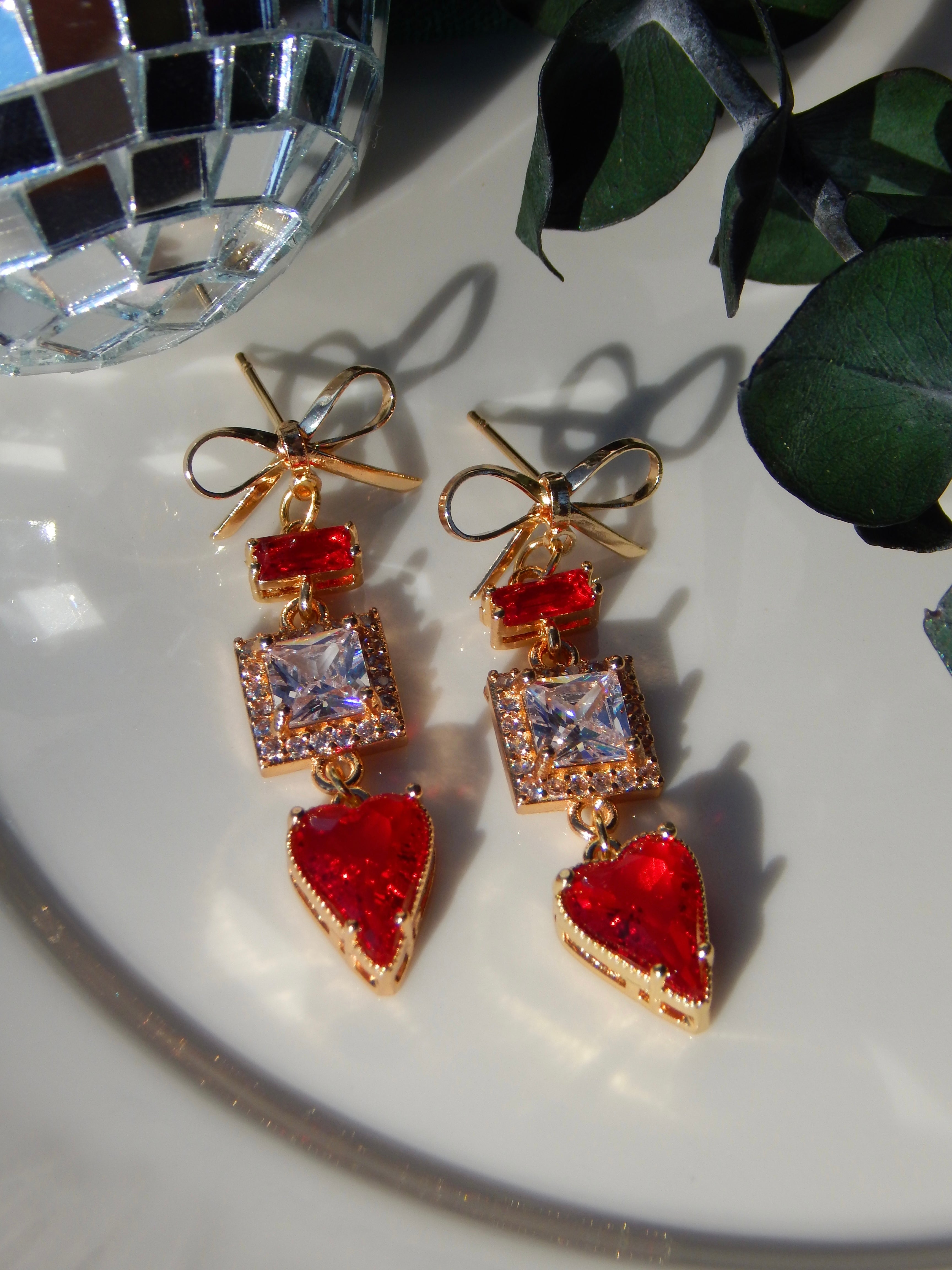 Statement Valentine Bow Heart Earrings