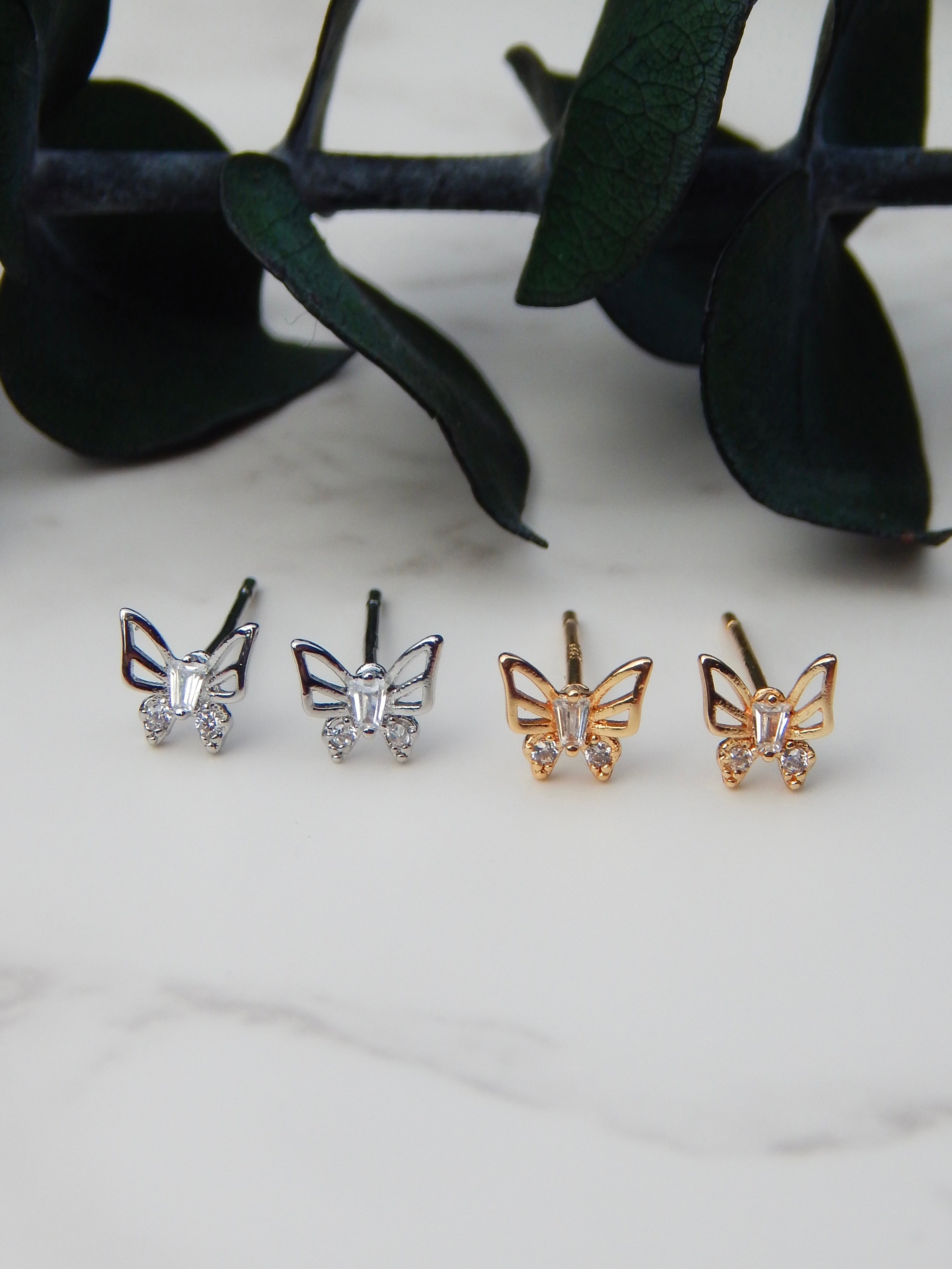 Dainty Diamond Butterfly Studs