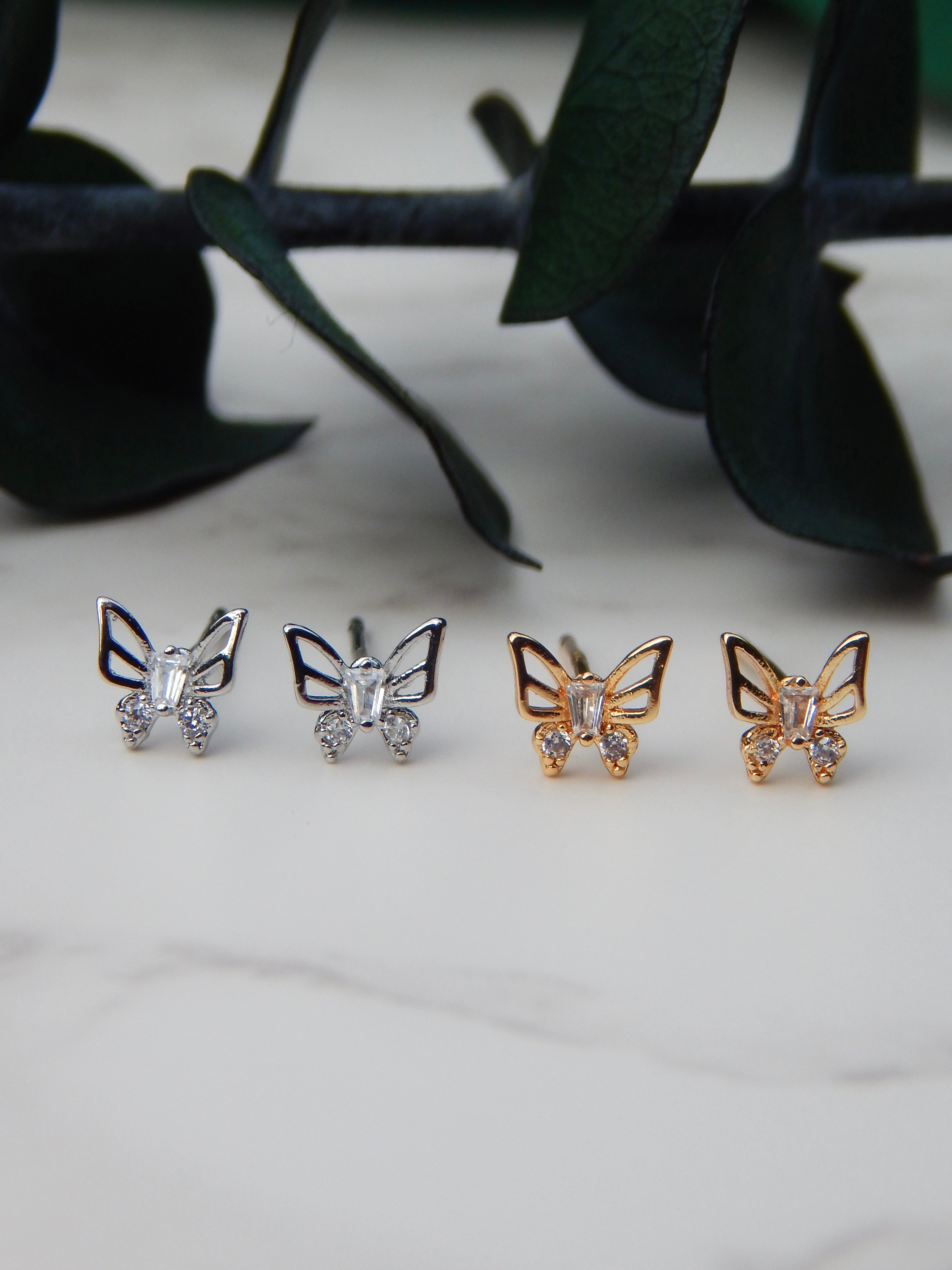 Dainty Diamond Butterfly Studs