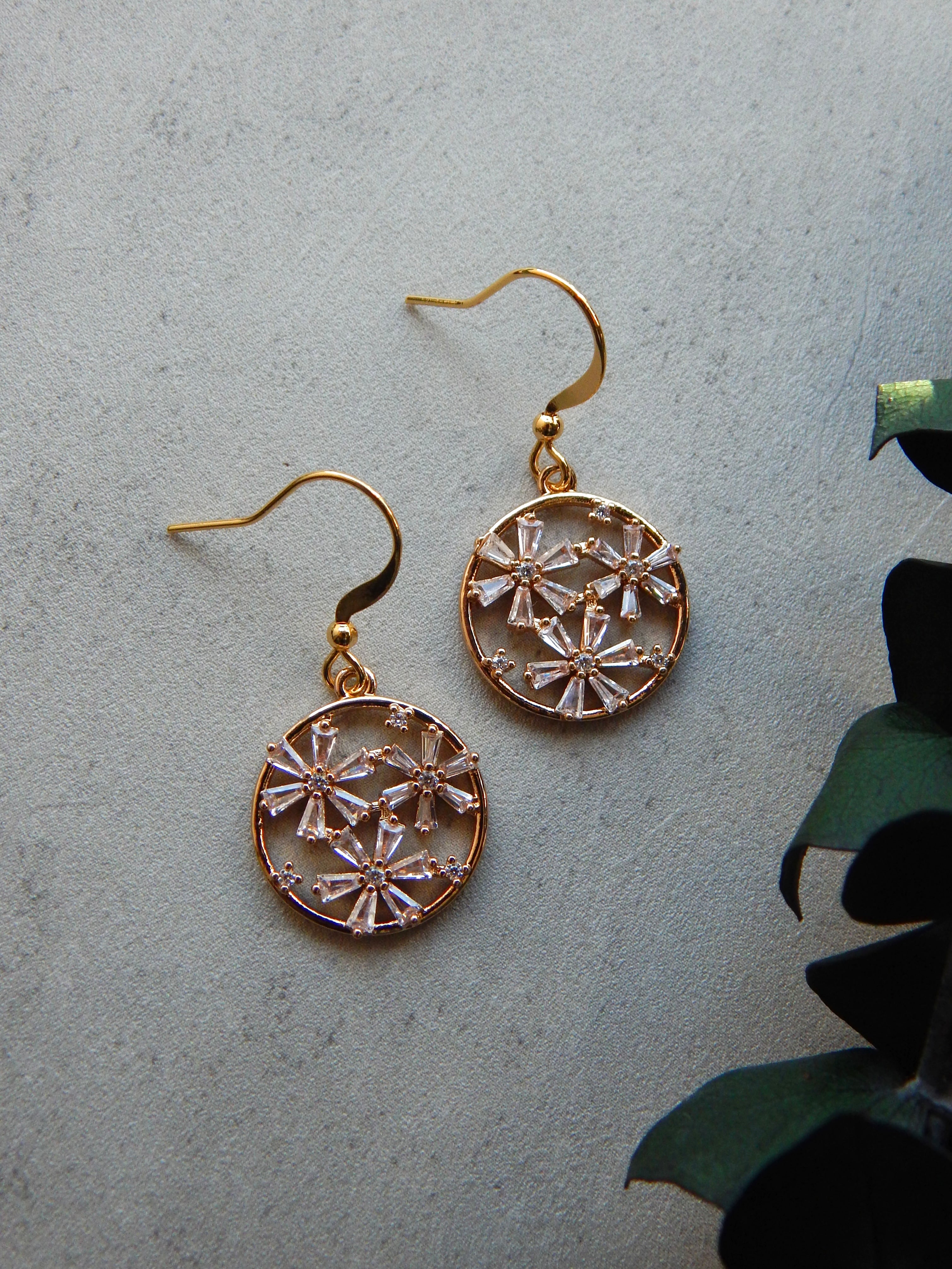 Flower Blossom Circle Earrings