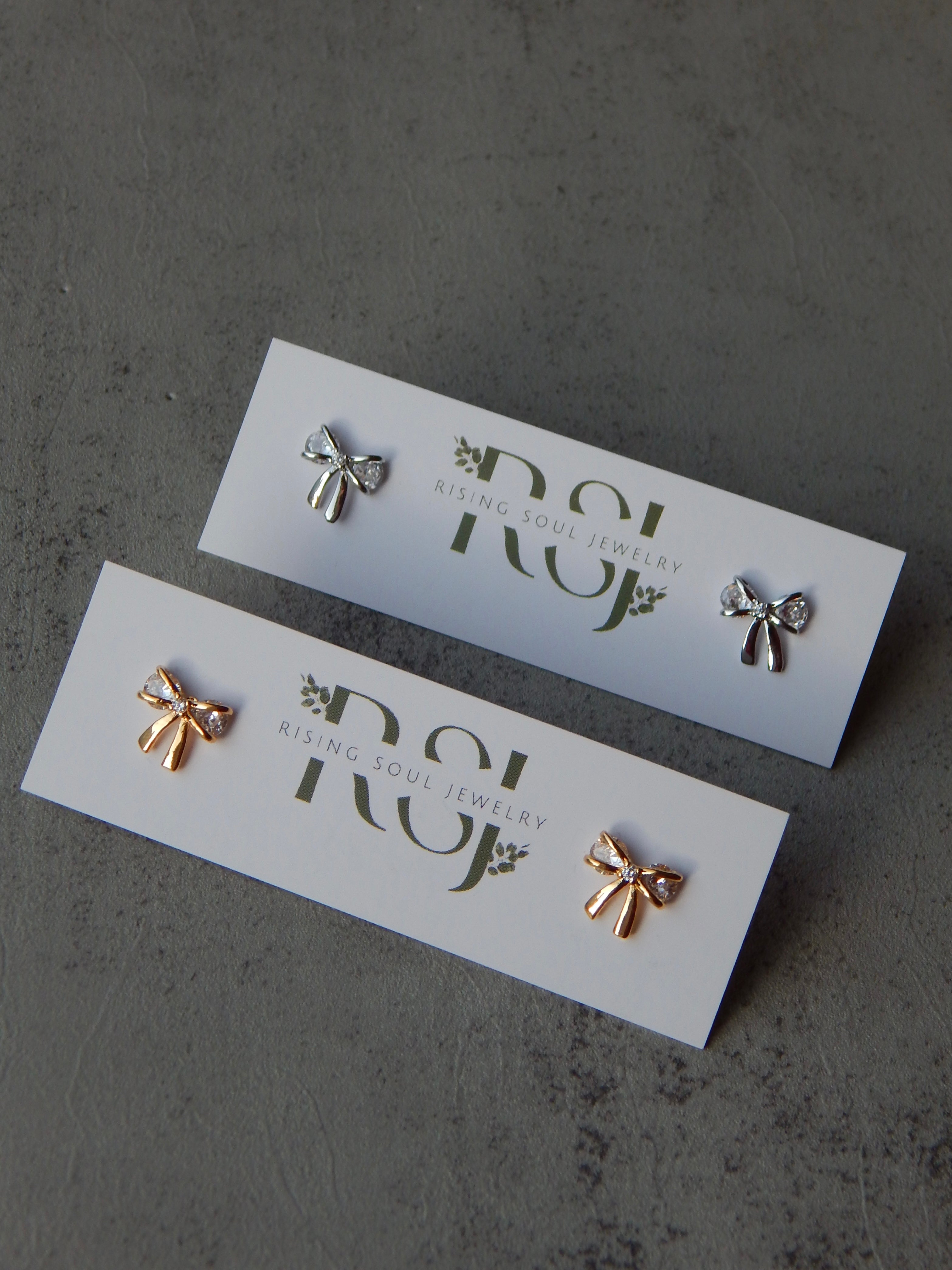 Dainty Diamond Bow Studs