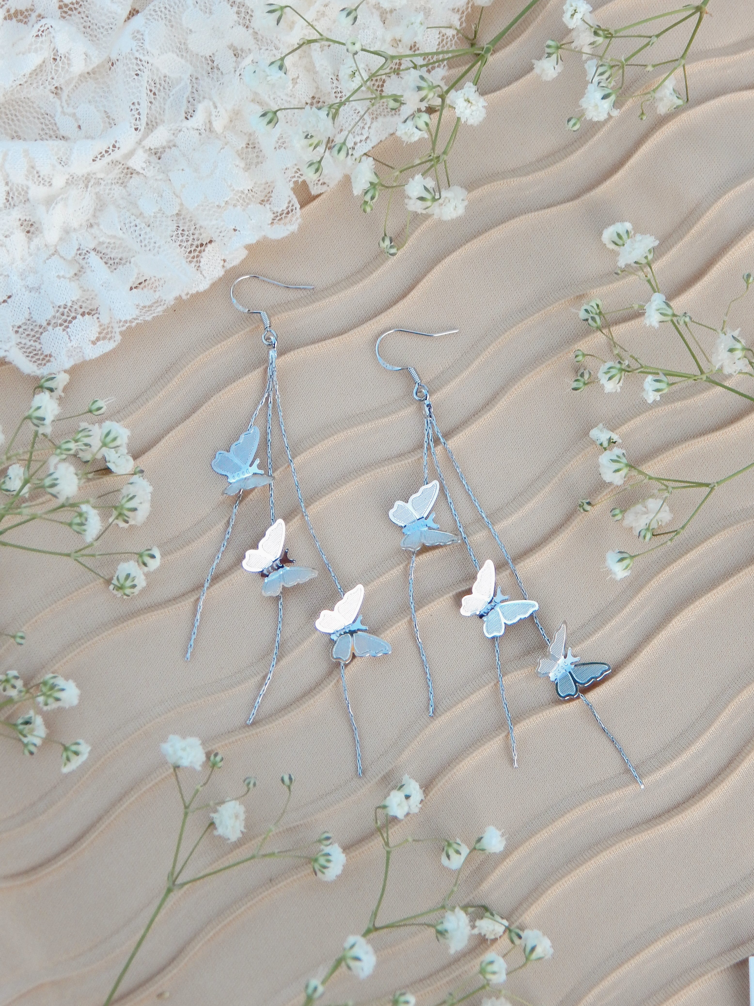 Aurora Butterfly Dangle Earrings – Long Drop Statement Jewelry
