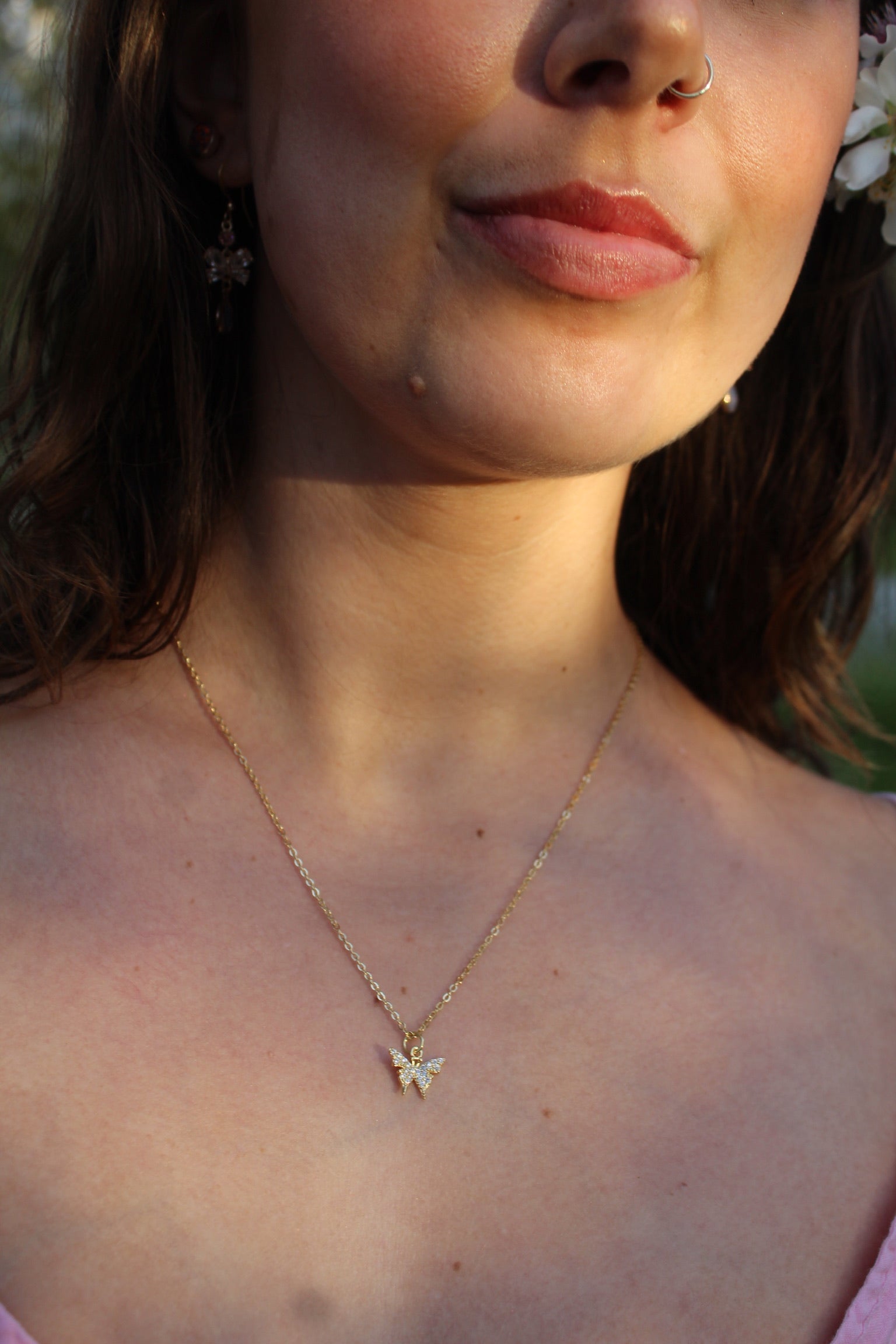 Dainty Diamond Butterfly Necklace