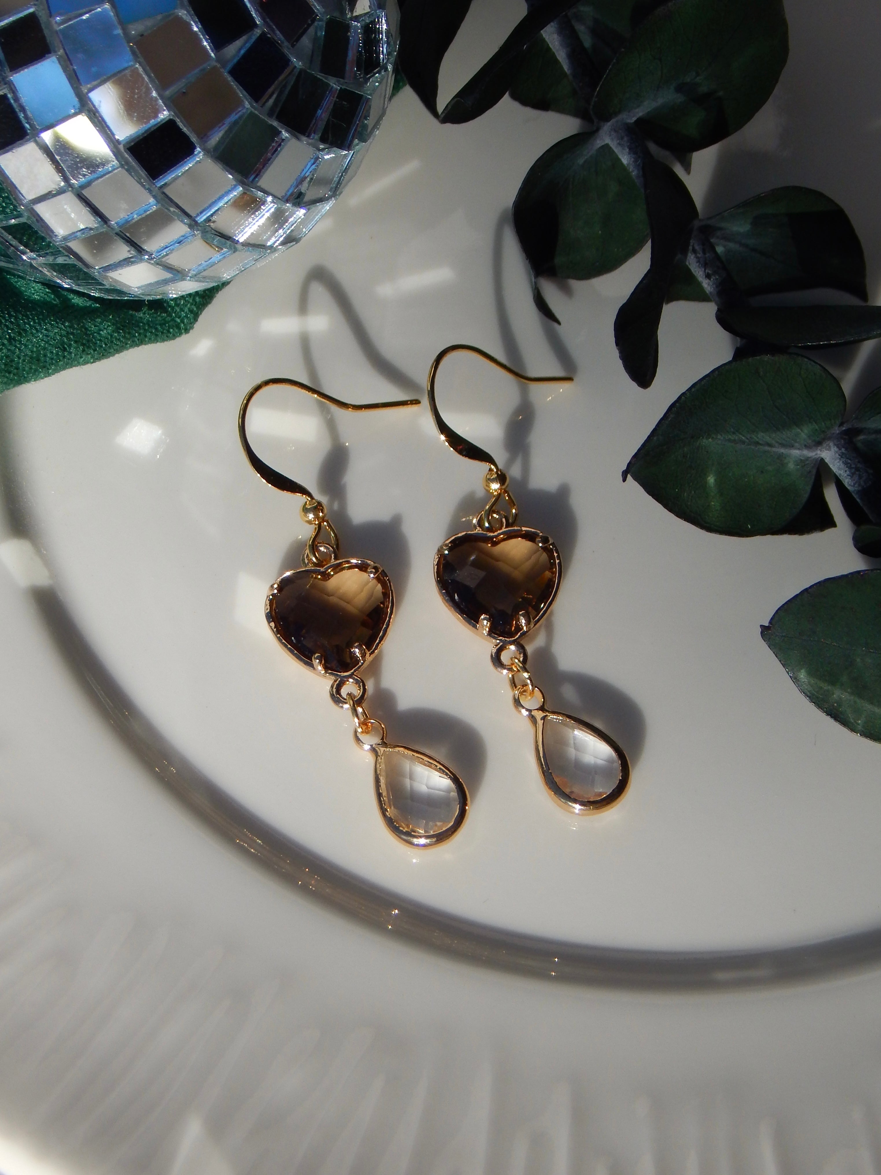 Chocolate Heart Drop Earrings