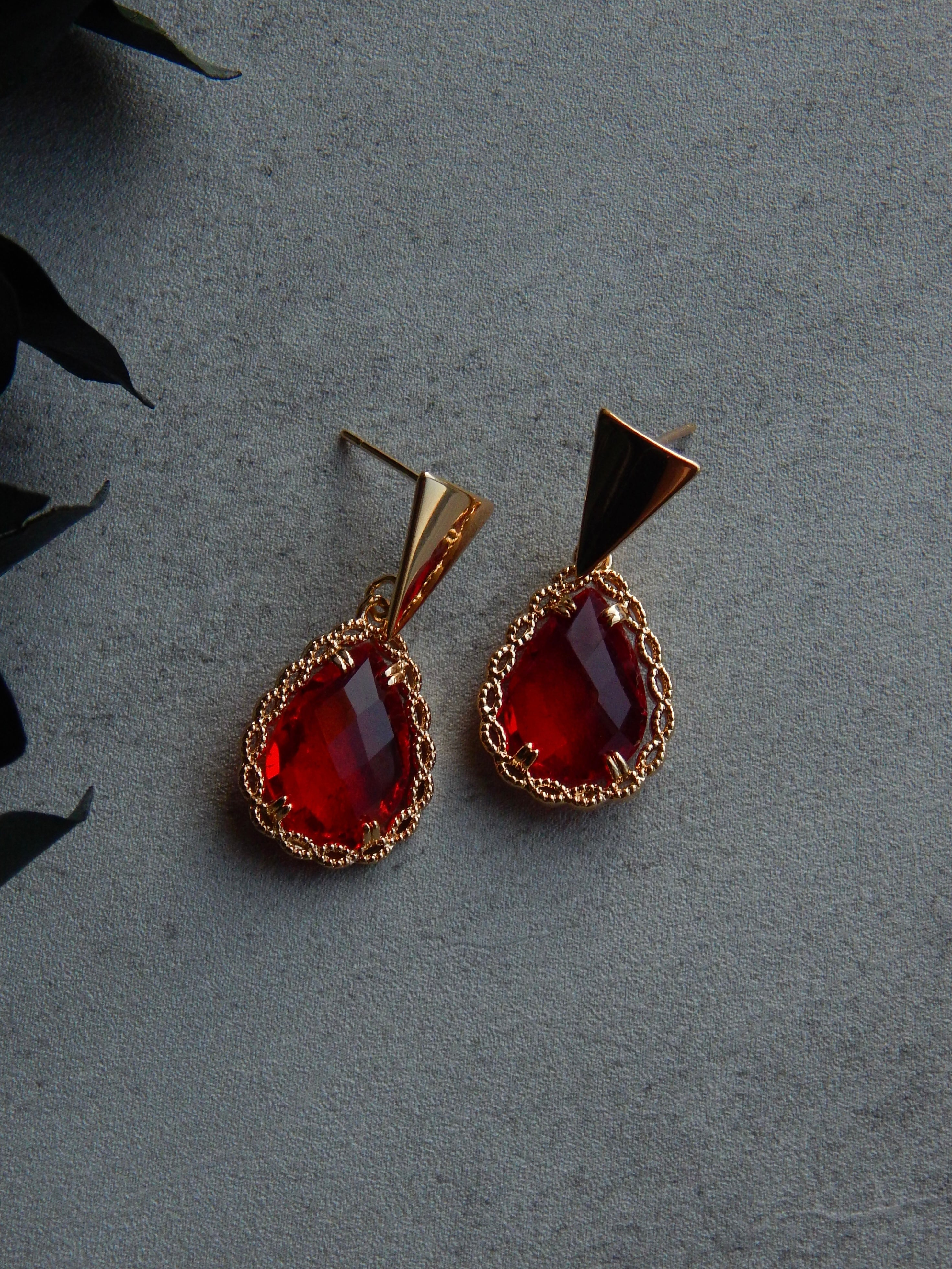 Vintage Valentine Red Drop Earrings