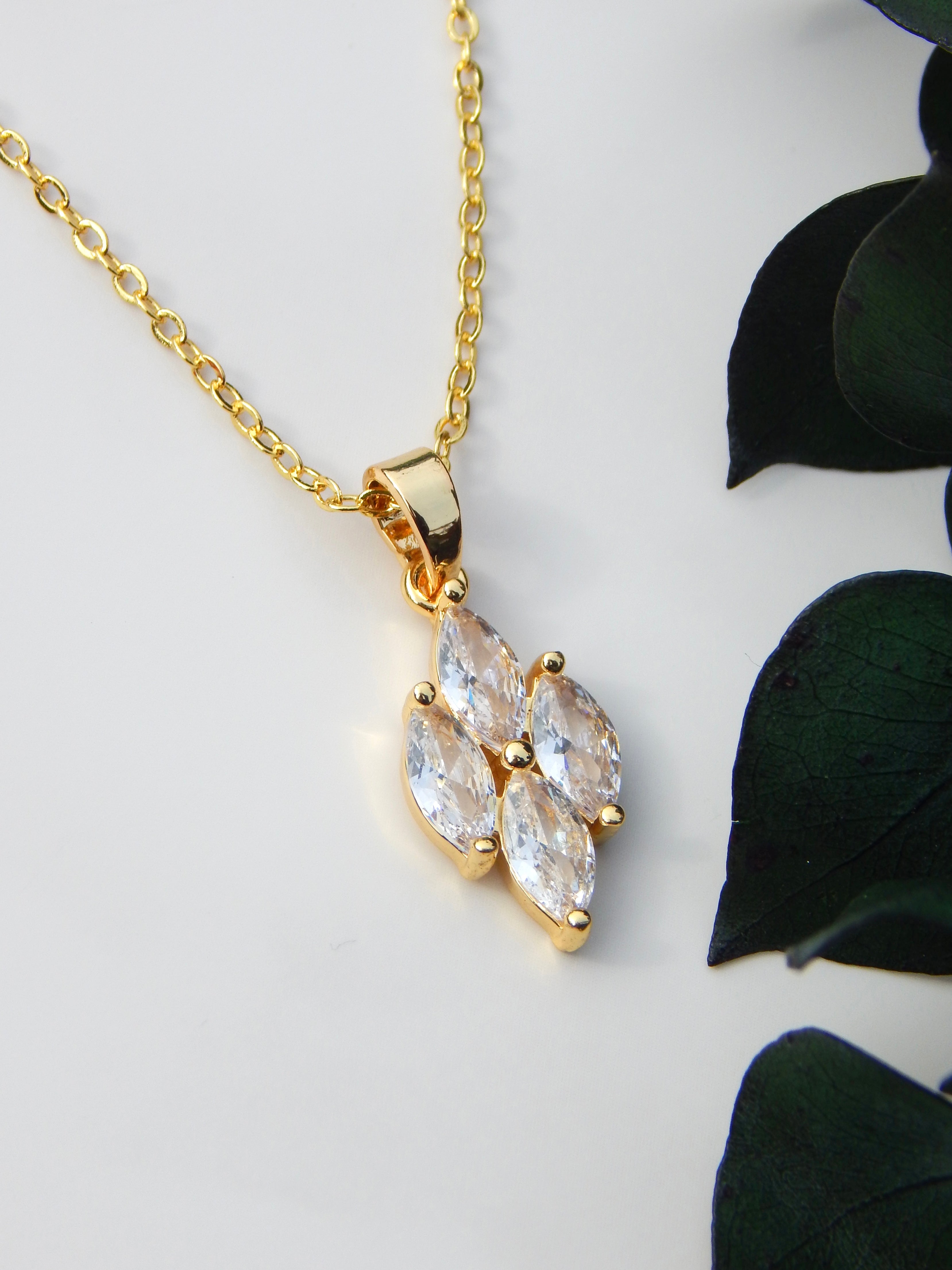 Gold Diamond Drop Necklace