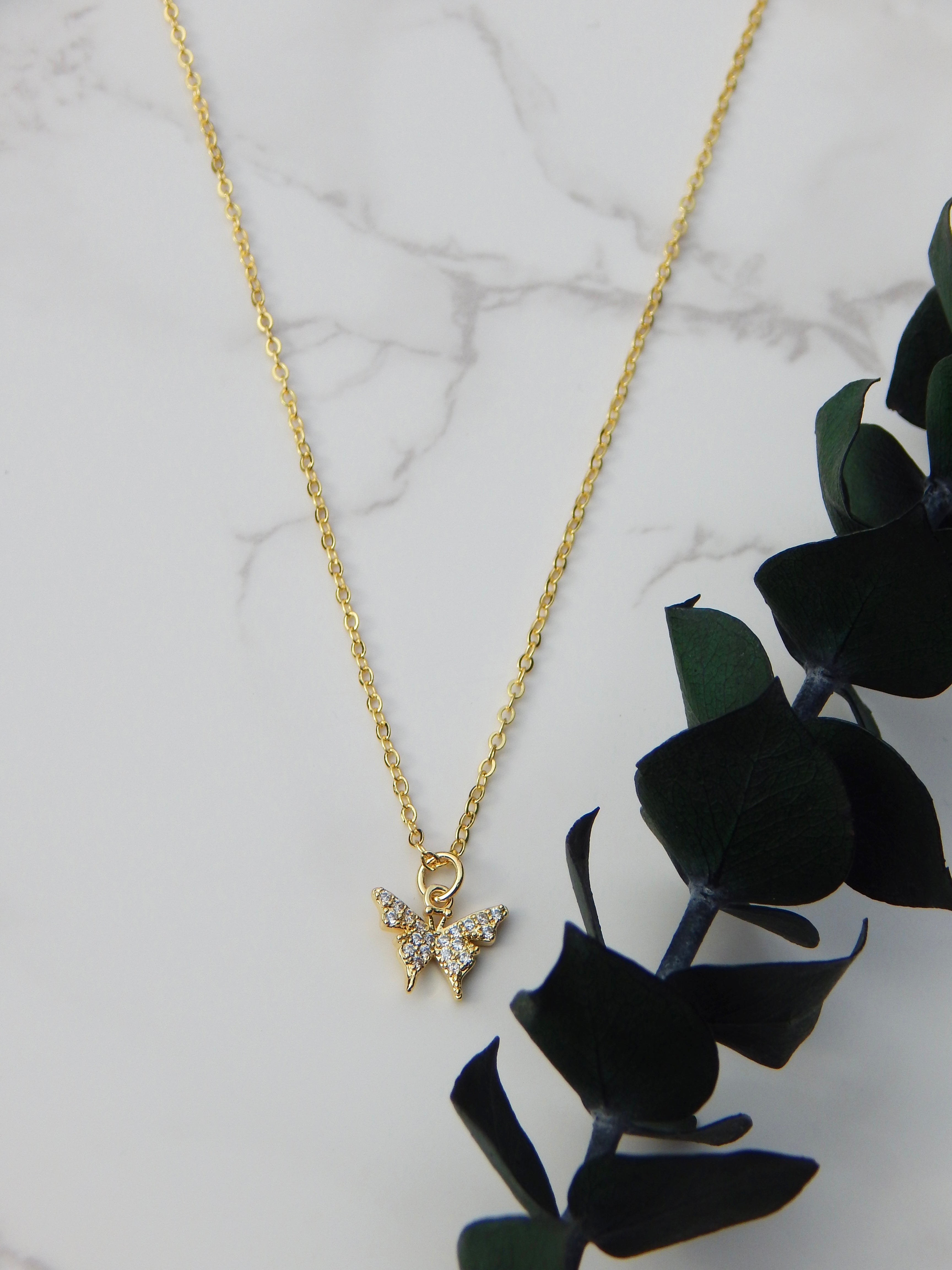 Dainty Diamond Butterfly Necklace