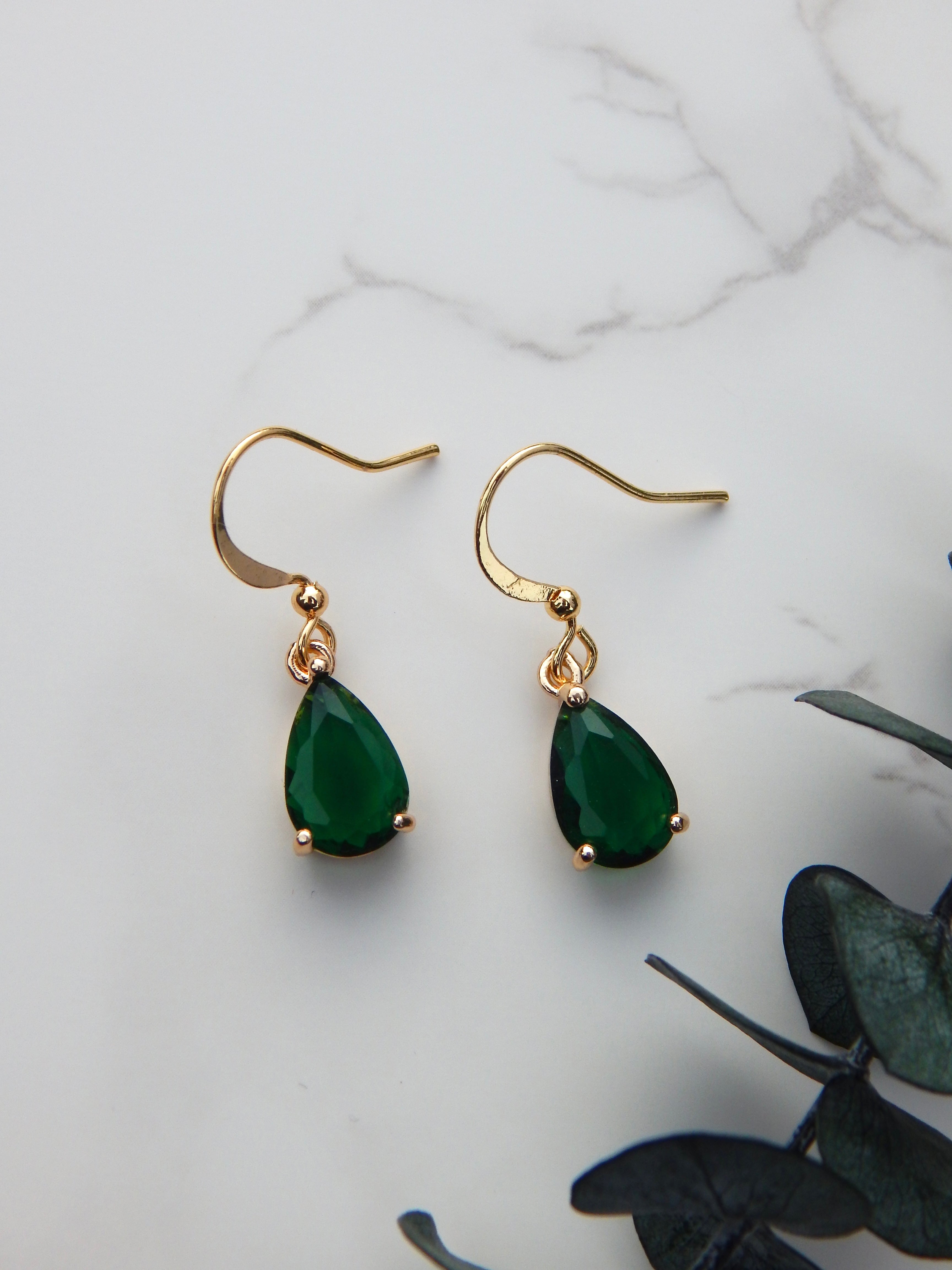 Green Teardrop Earrings