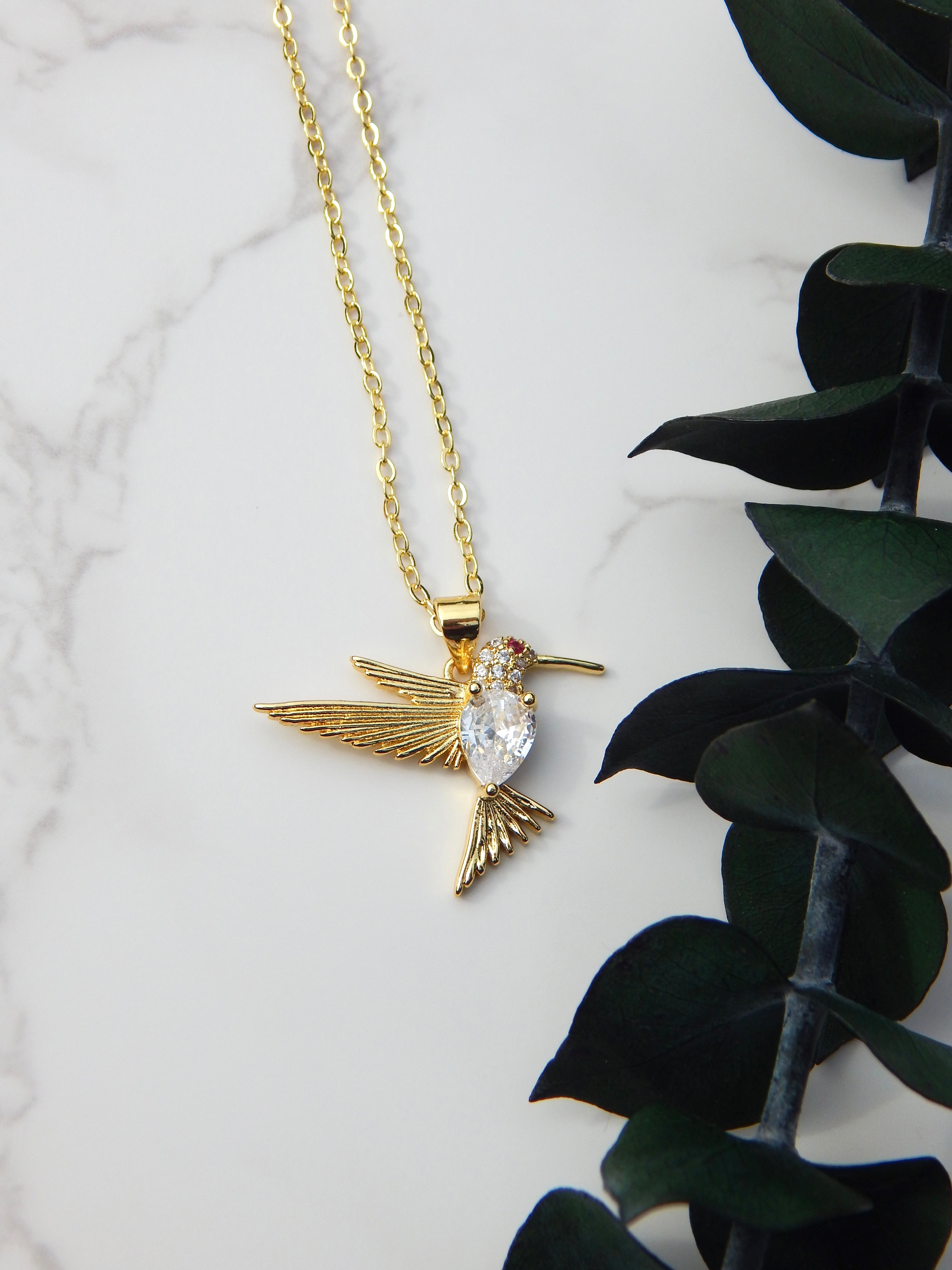 Gold Hummingbird Necklace