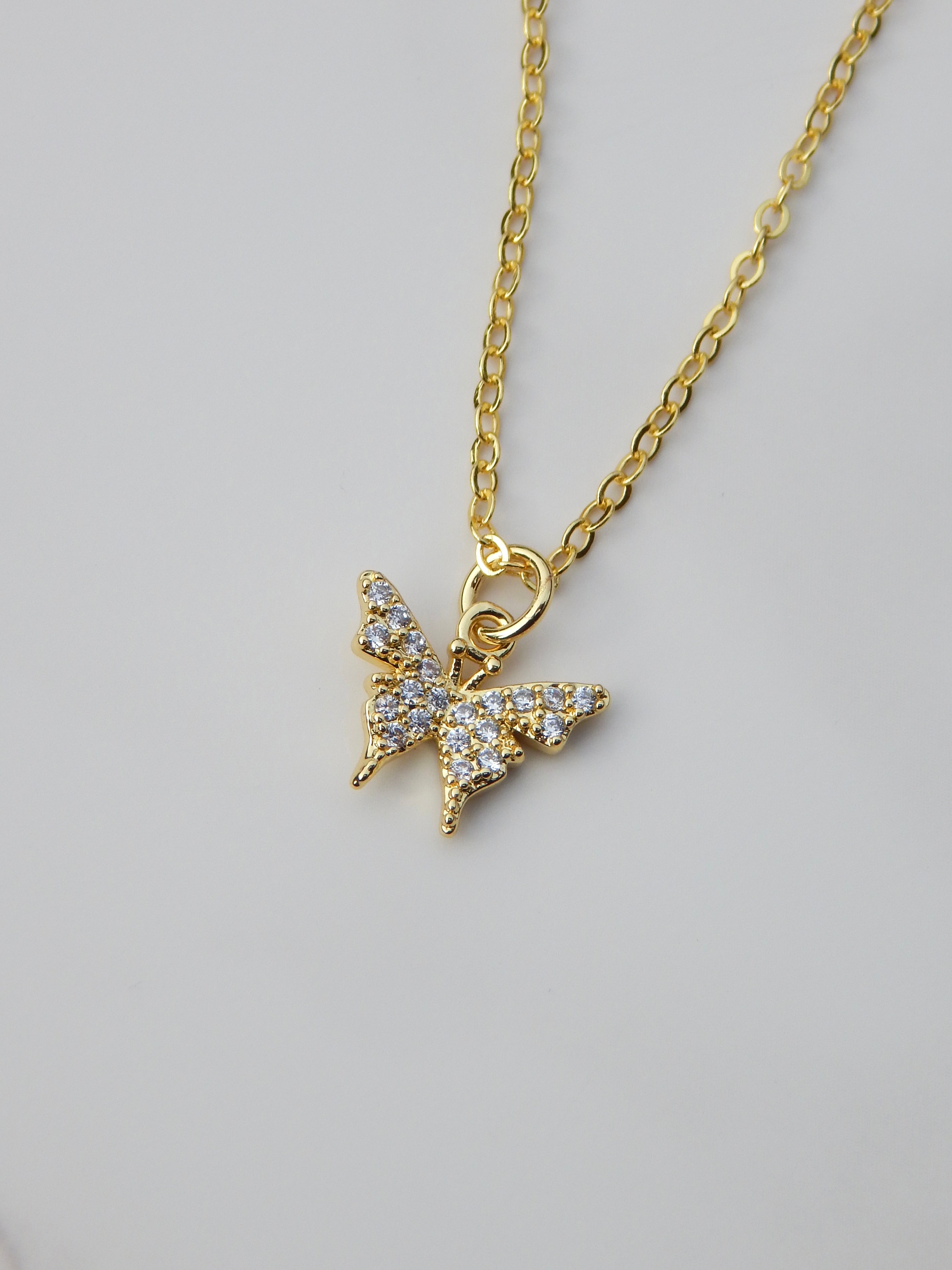 Dainty Diamond Butterfly Necklace