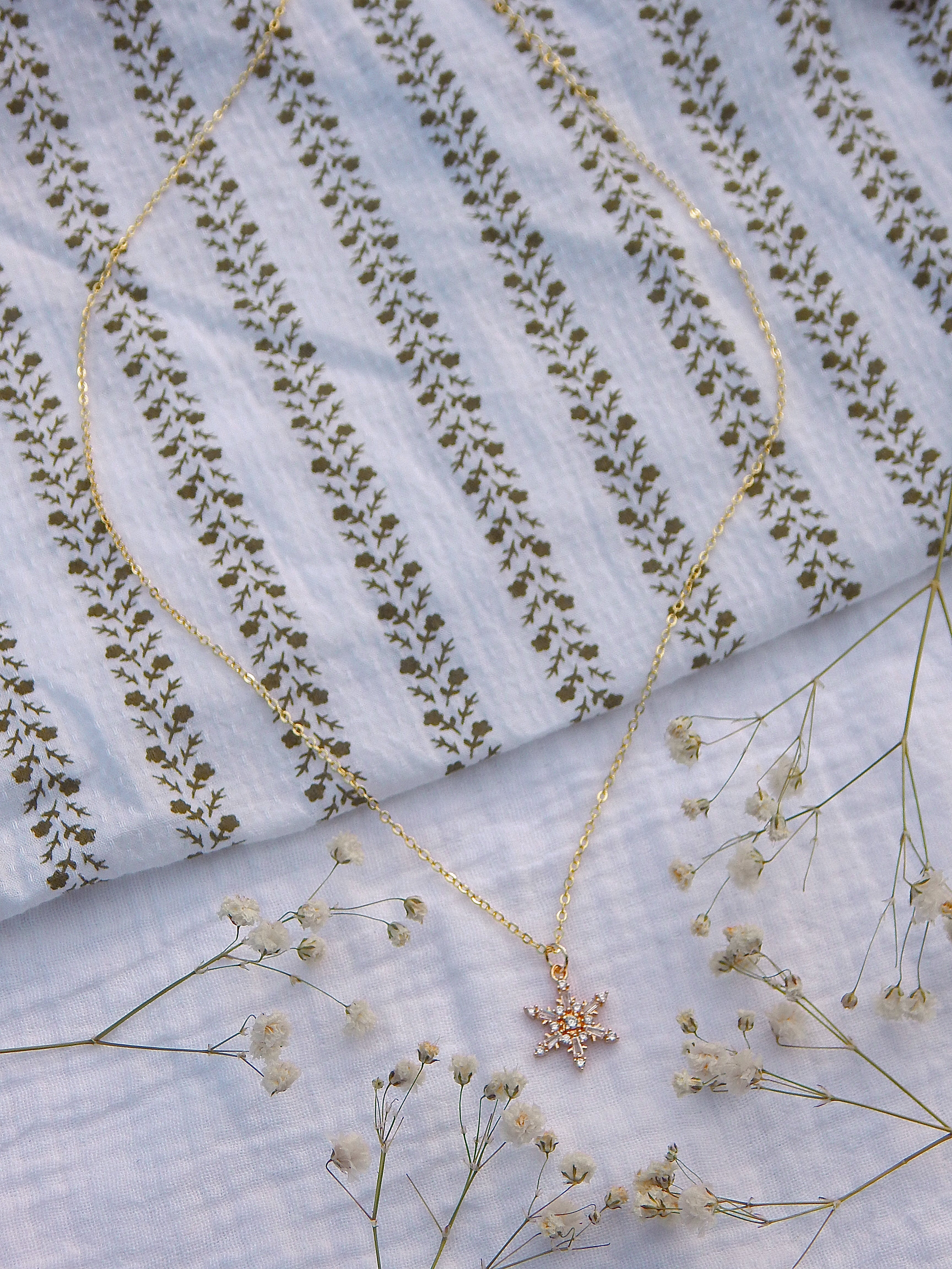 CZ Snowflake Necklace Gold | Dainty Winter Pendant | Hypoallergenic Tarnish Resistant Jewelry