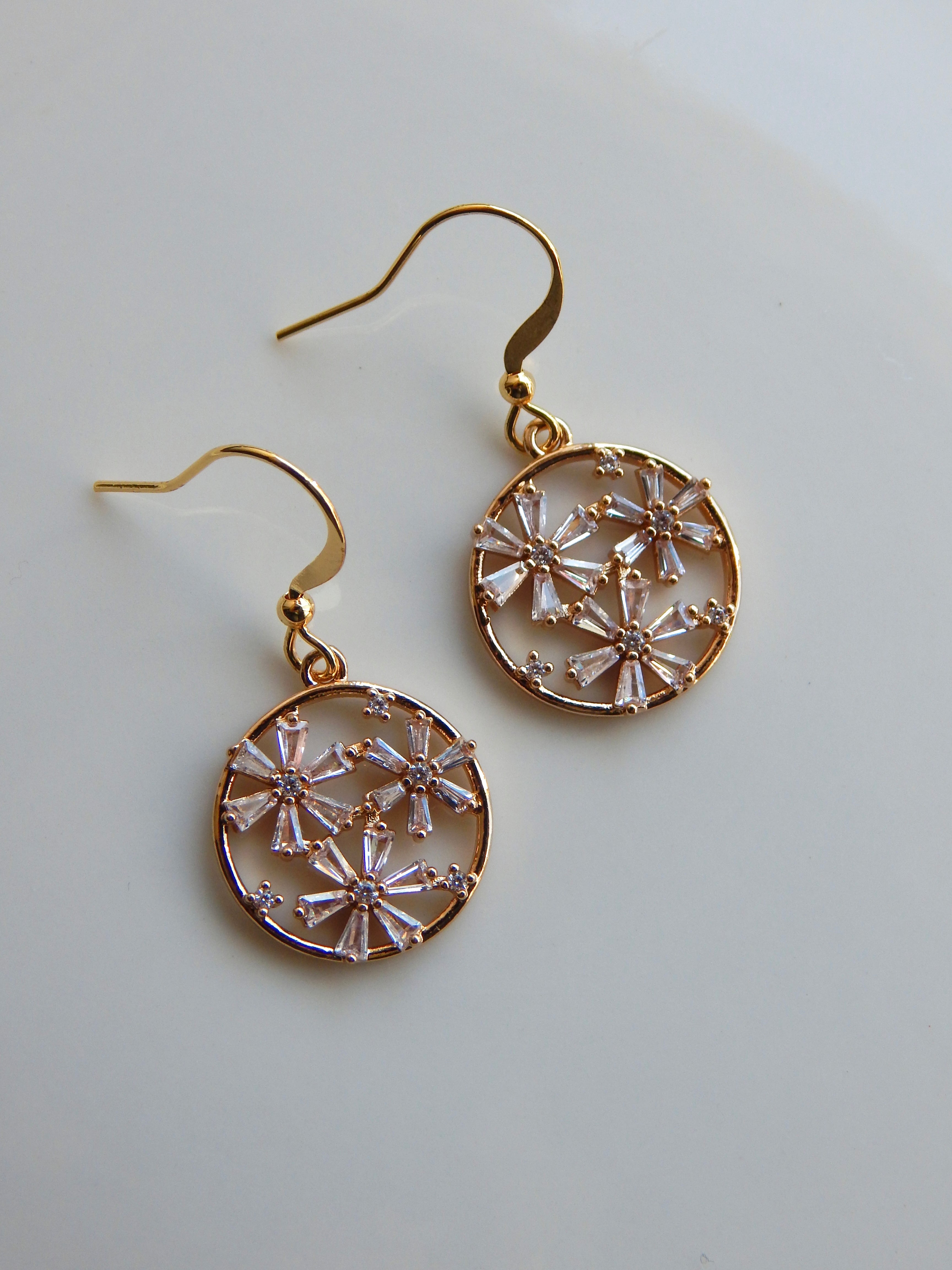 Flower Blossom Circle Earrings