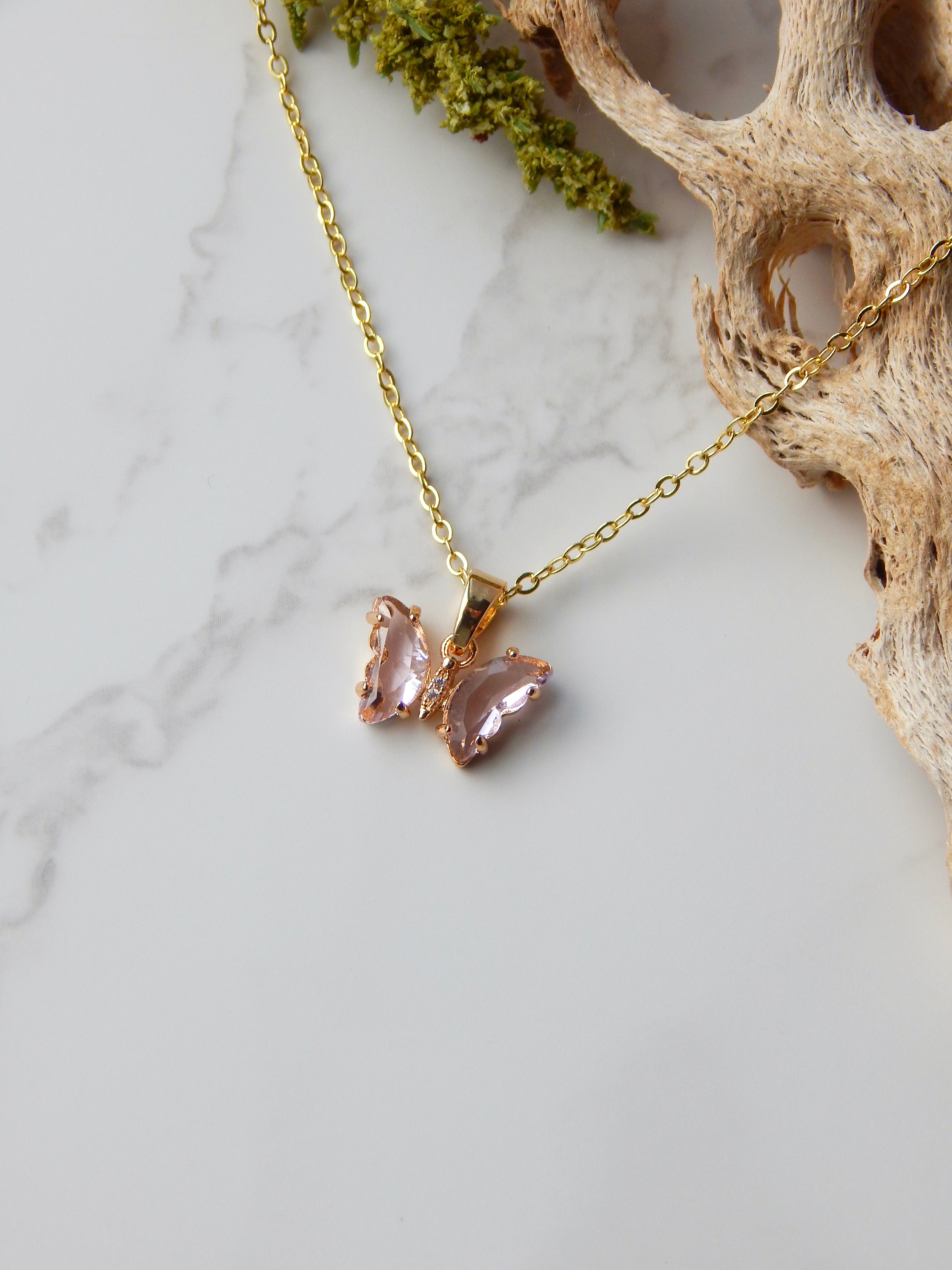 Pink Butterfly Necklace